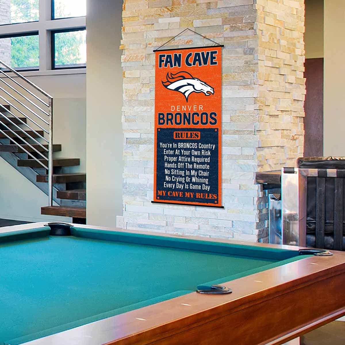 WinCraft Denver Broncos Man Cave Fan Banner Wall Door Scroll - Sports Collectibles, Sports Memorabilia, Sports Fan Shop, Sports Gifts