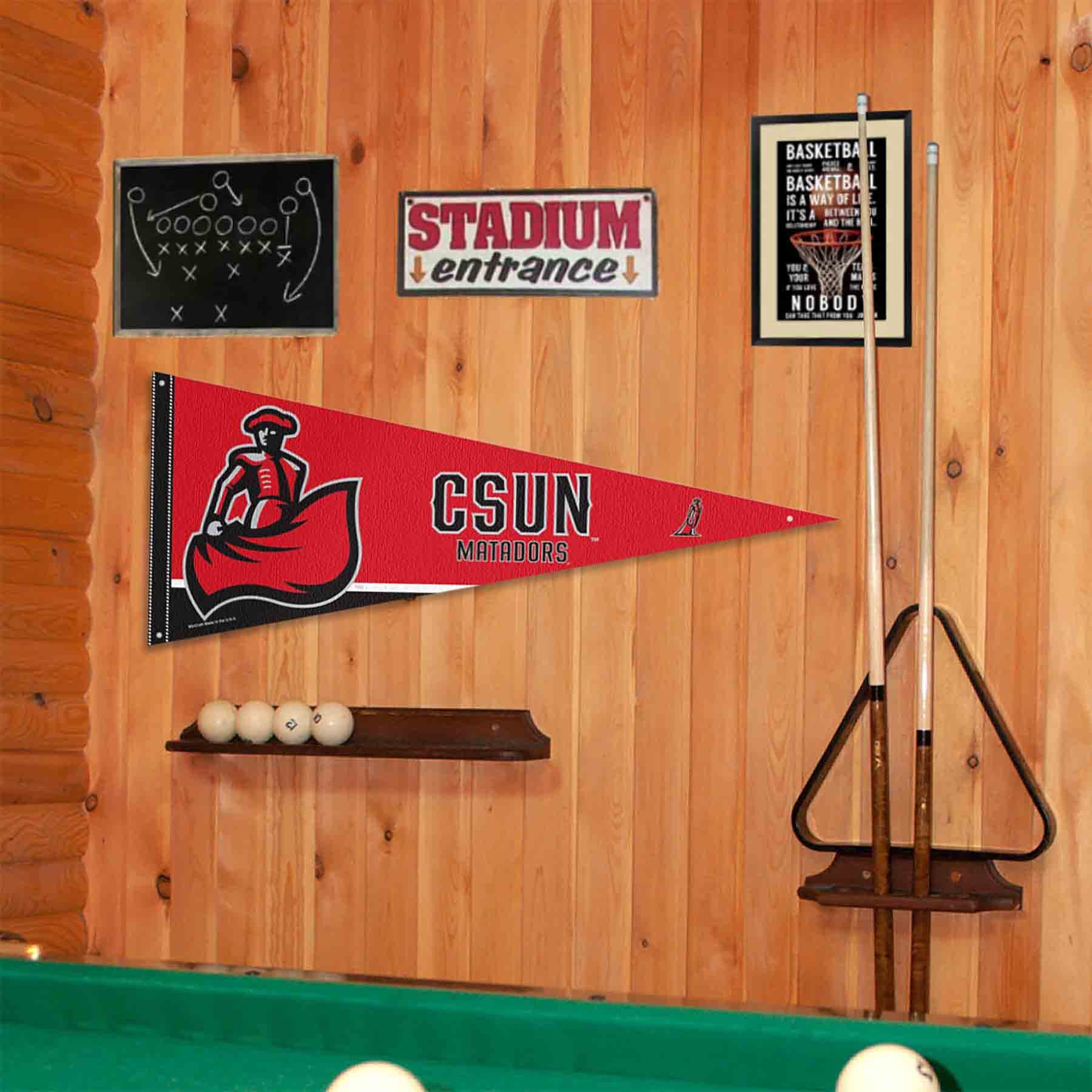 College Flags & Banners Co. Cal State Northridge Matadors Pennant Flag and Wall Tack Mount Pads - Sports Collectibles, Sports Memorabilia, Sports Fan Shop, Sports Gifts