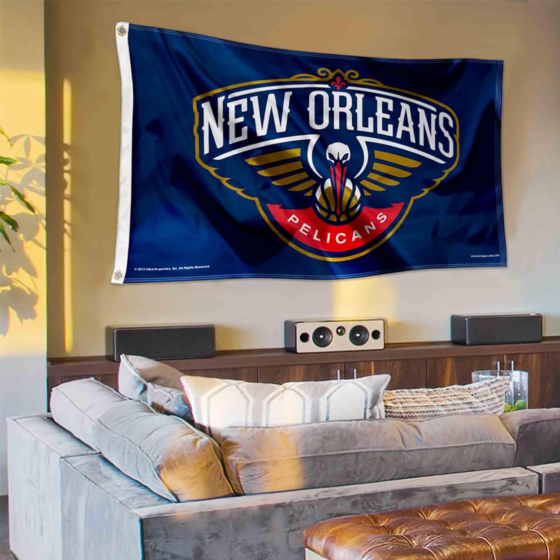 WinCraft New Orleans Pelicans Primary Logo Championship Banner Flag - Sports Collectibles, Sports Memorabilia, Sports Fan Shop, Sports Gifts