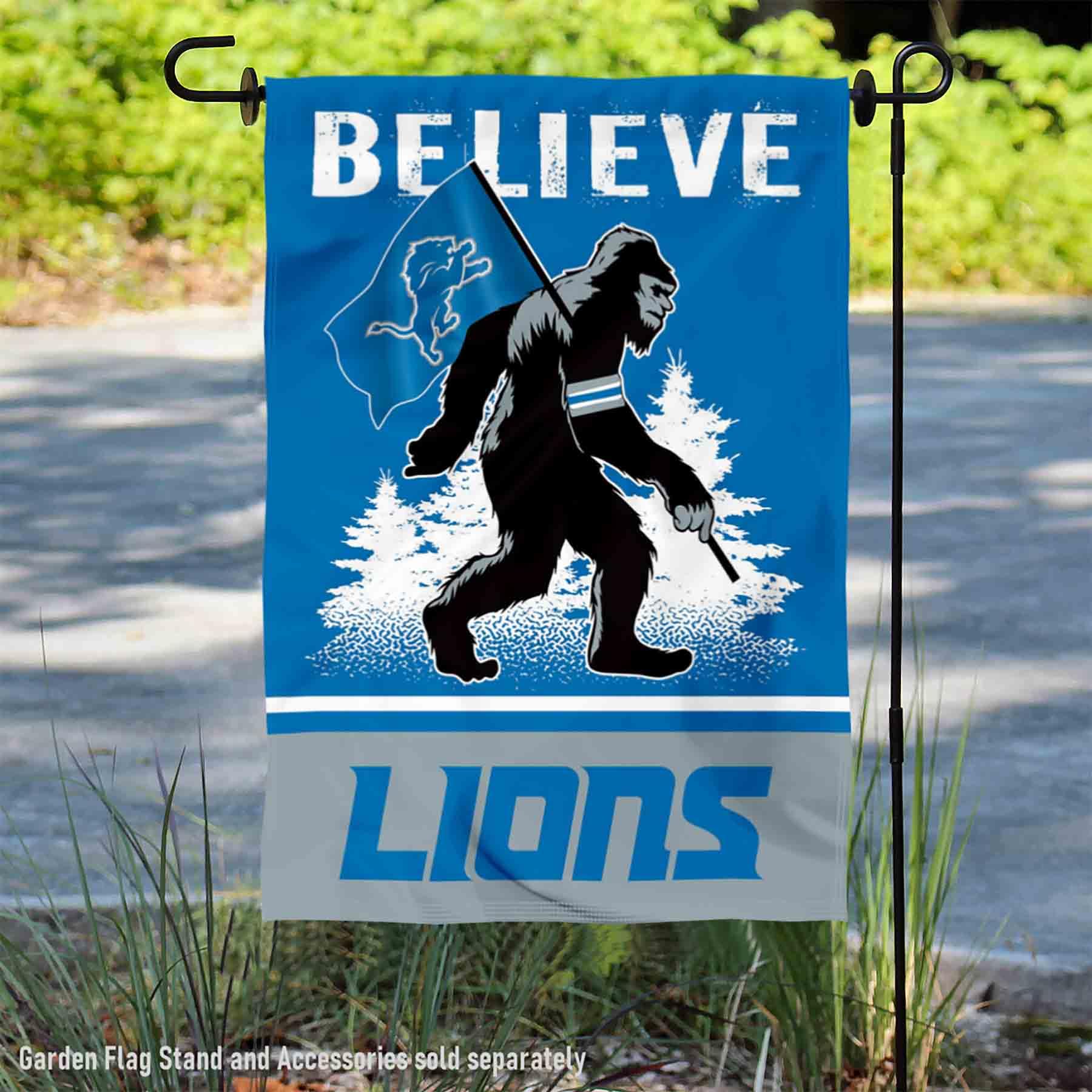 WinCraft Detroit Lions Bigfoot Sasquatch Believe Yard Garden Banner Flag - Sports Collectibles, Sports Memorabilia, Sports Fan Shop, Sports Gifts