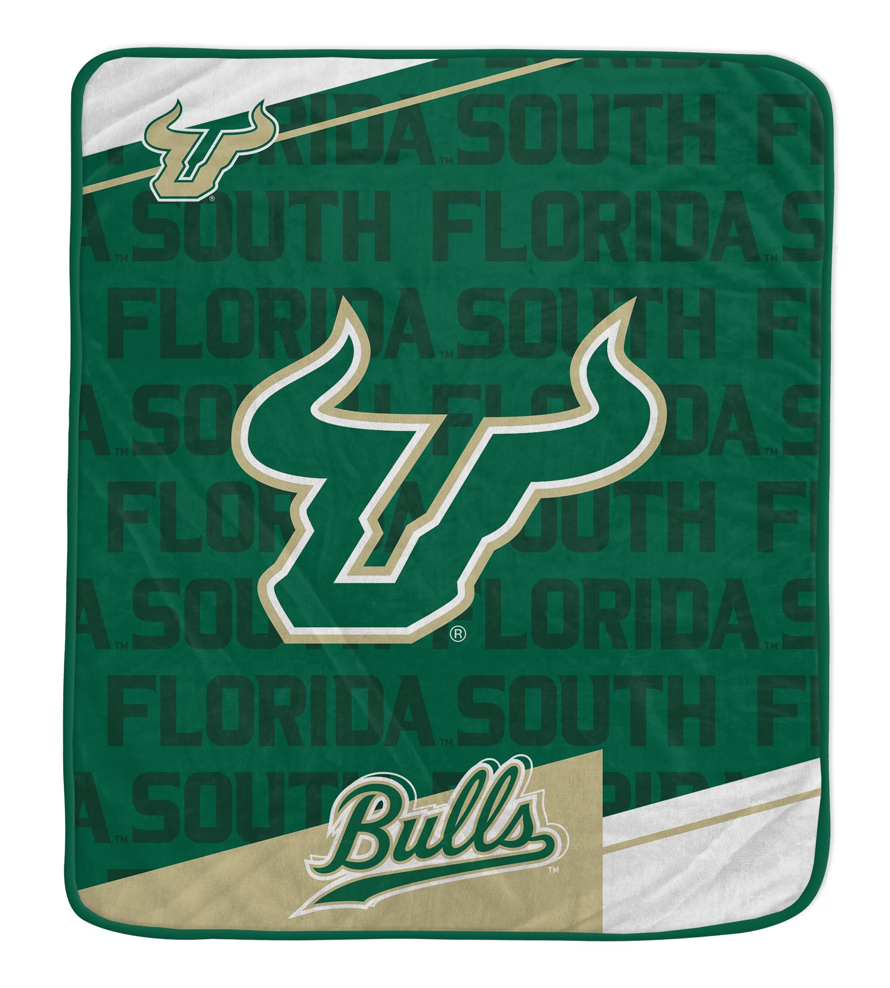 Pegasus Sports NCAA South Florida Bulls Diagonal Ghost Ultra Soft Blanket - Sports Gifts, Sports Memorabilia, Sports Collectibles, Fan Shop