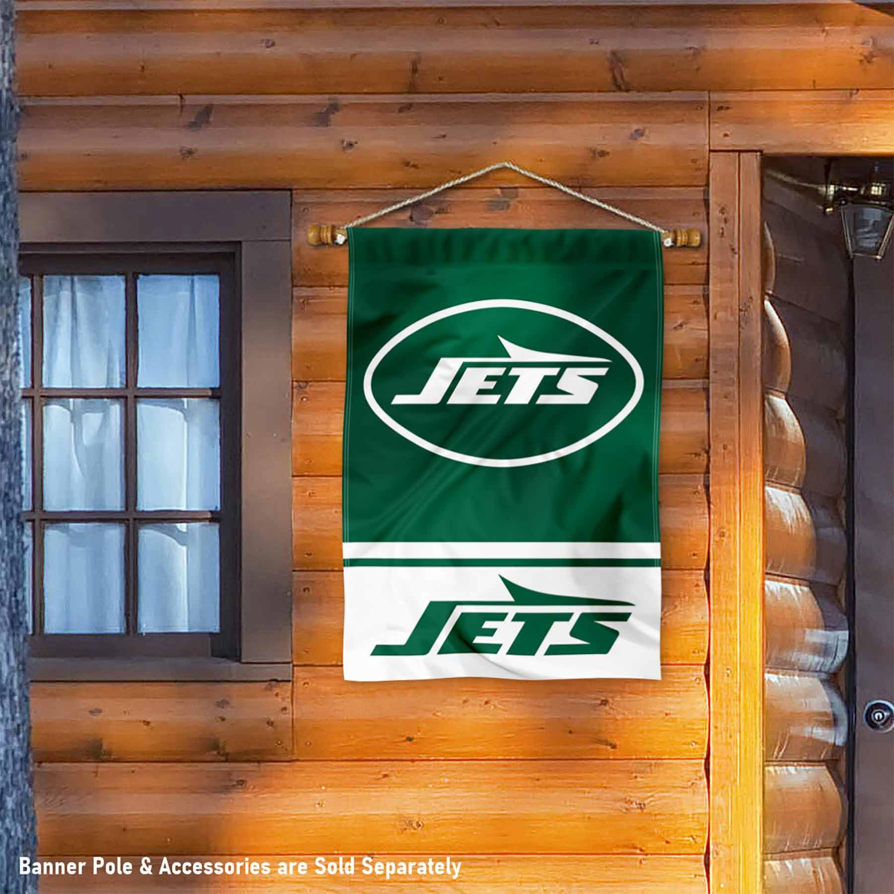 WinCraft New York Jets New Logo Double Sided Banner Flag - Sports Collectibles, Sports Memorabilia, Sports Fan Shop, Sports Gifts