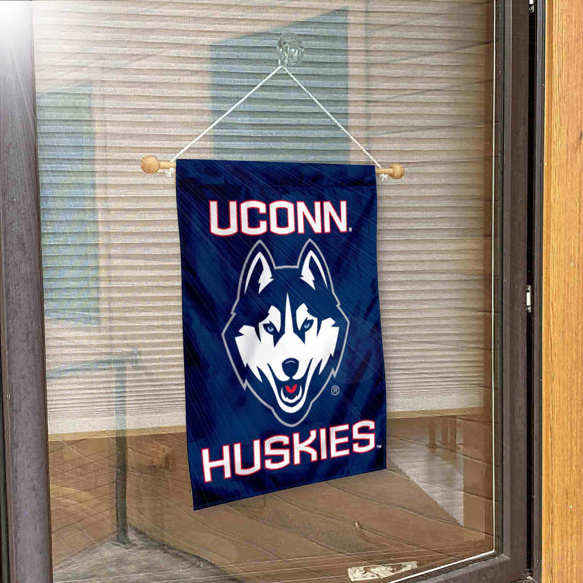 College Flags & Banners Co. Connecticut Huskies Banner for Windows Doors and Walls - Sports Collectibles, Sports Memorabilia, Sports Fan Shop, Sports Gifts