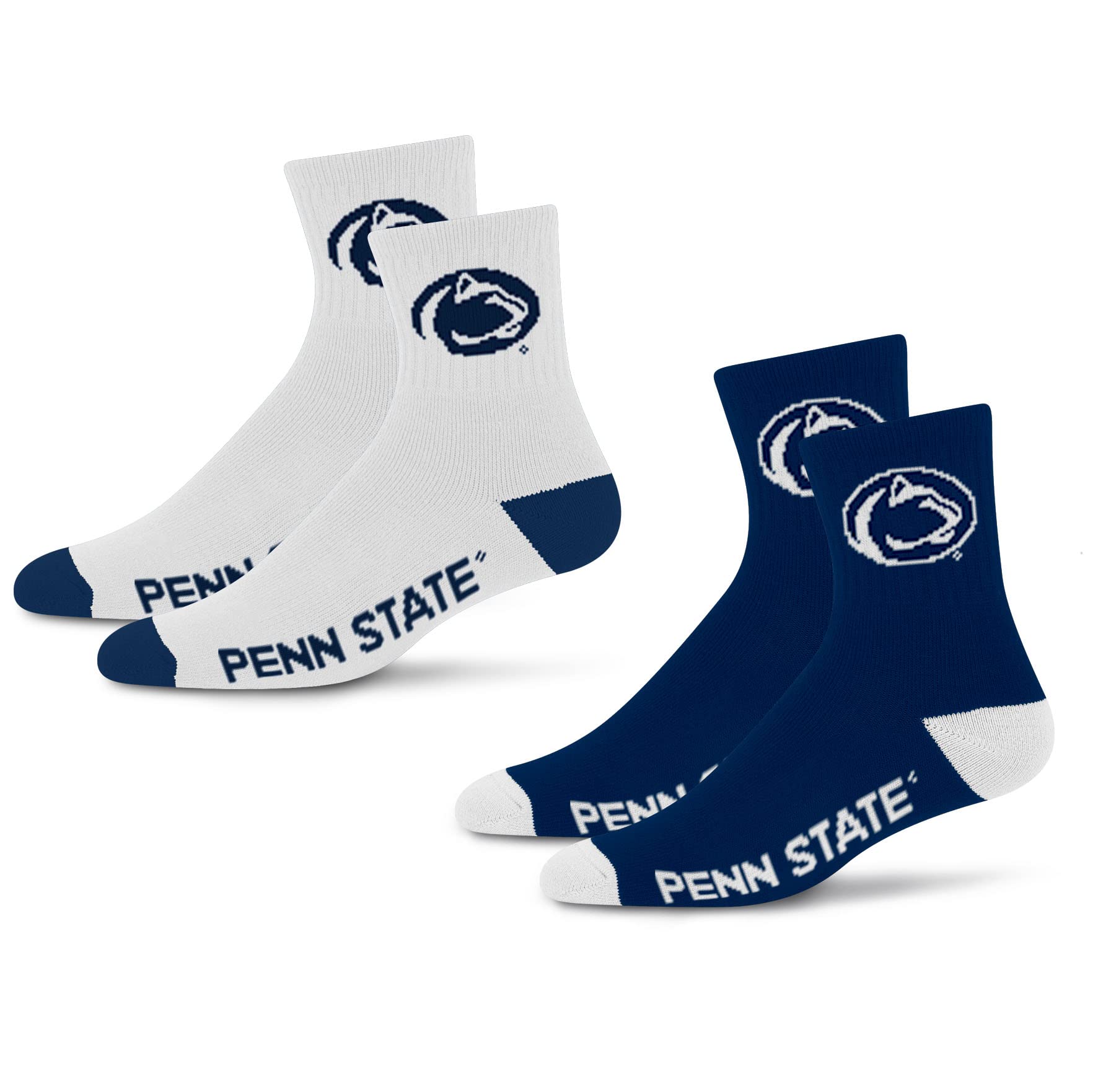 For Bare Feet NCAA Penn State Nittany Lions Quarter Sock Two Pack Team Colors Large - Sports Gifts, Sports Memorabilia, Sports Collectibles, Fan Shop