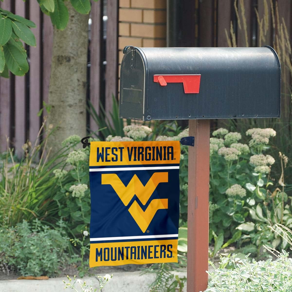 College Flags & Banners Co. West Virginia Mountaineers Garden Flag and Mailbox Post Pole Mount Holder Set - Sports Collectibles, Sports Memorabilia, Sports Fan Shop, Sports Gifts
