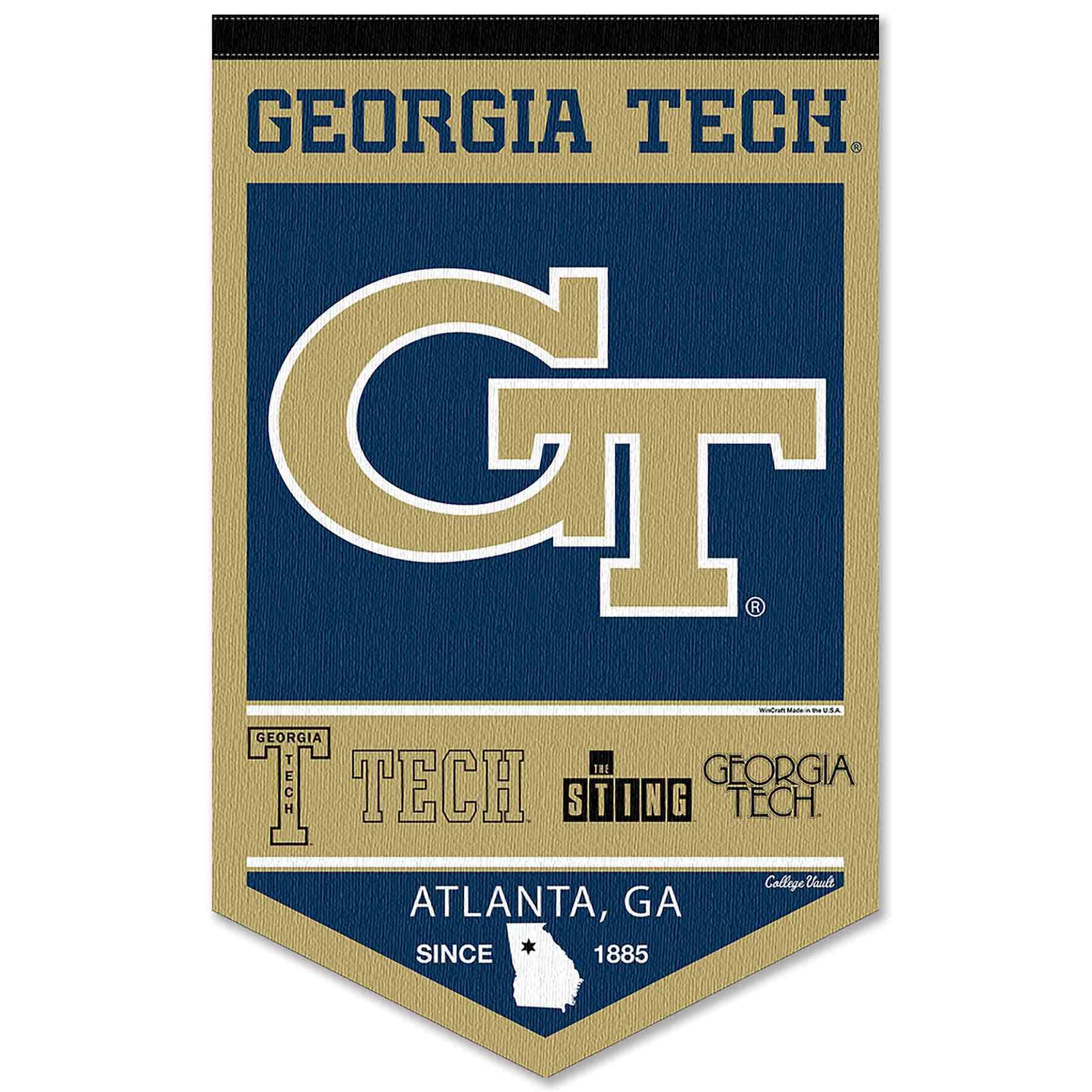 College Flags & Banners Co. Georgia Tech Yellow Jackets Heritage History Banner Pennant - Sports Collectibles, Sports Memorabilia, Sports Fan Shop, Sports Gifts