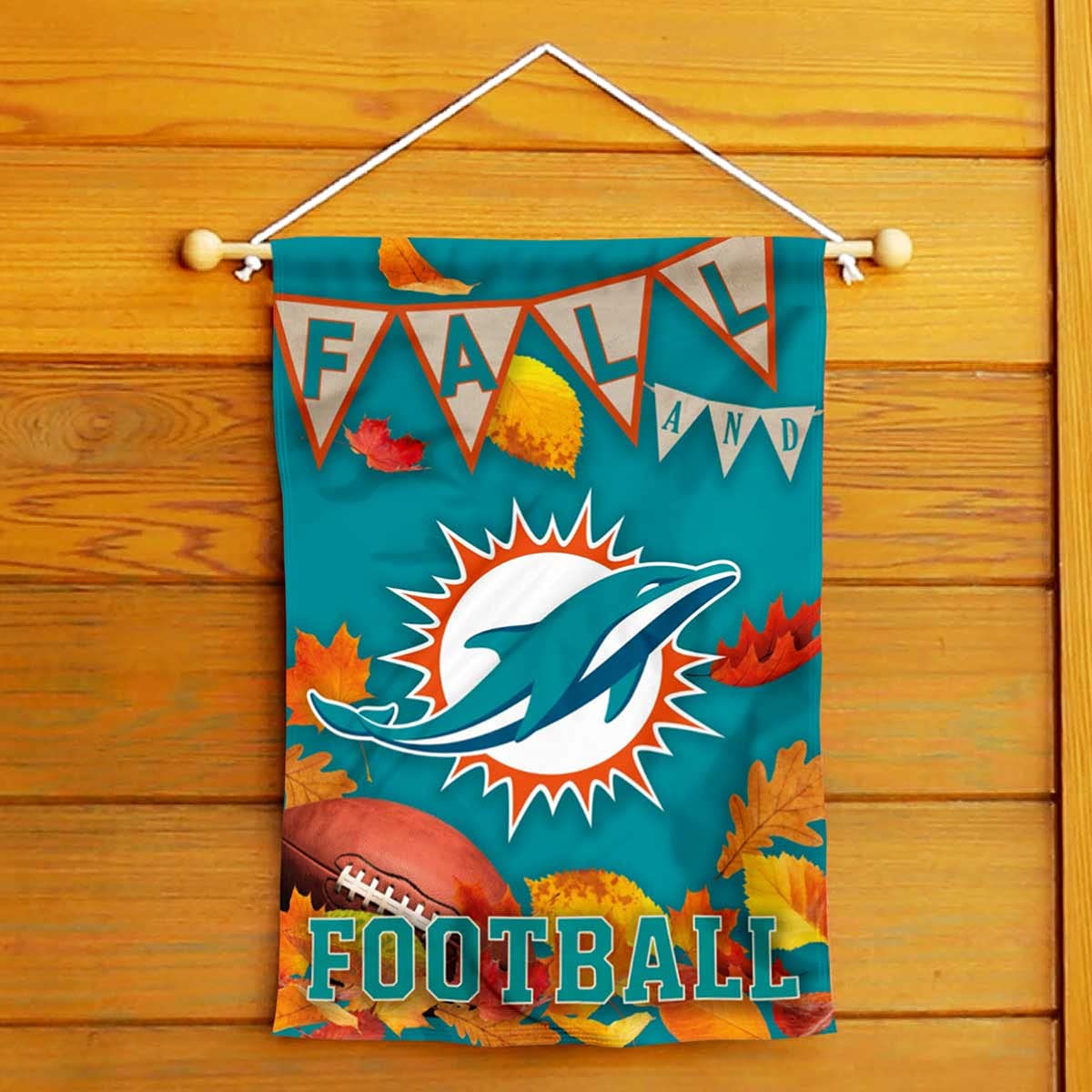 WinCraft Miami Dolphins Fall Leaves Decorative Football Garden Flag Double Sided Banner - Sports Collectibles, Sports Memorabilia, Sports Fan Shop, Sports Gifts