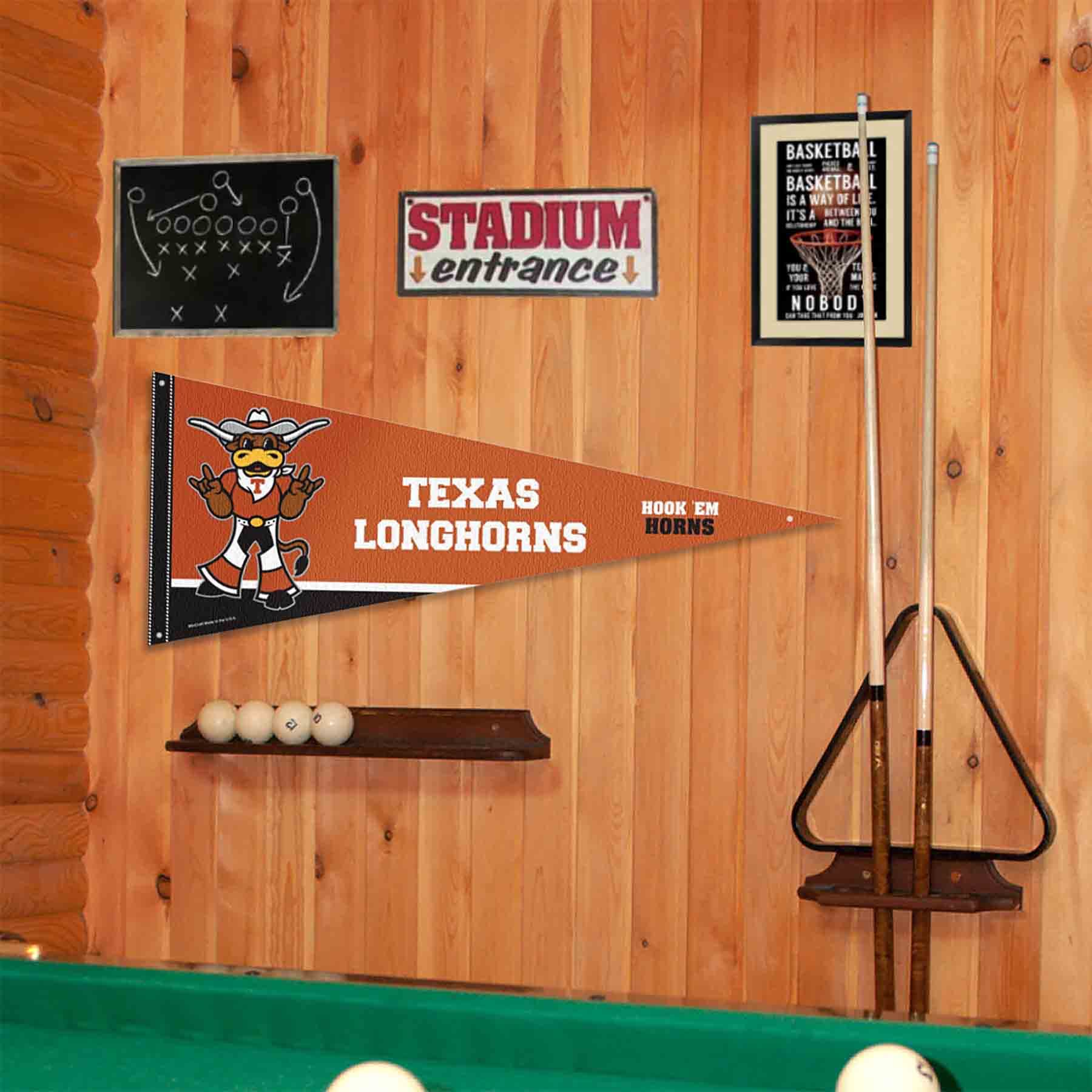College Flags & Banners Co. Texas Longhorns Bevo Mascot Pennant Flag and Wall Tack Mount Pads - Sports Collectibles, Sports Memorabilia, Sports Fan Shop, Sports Gifts