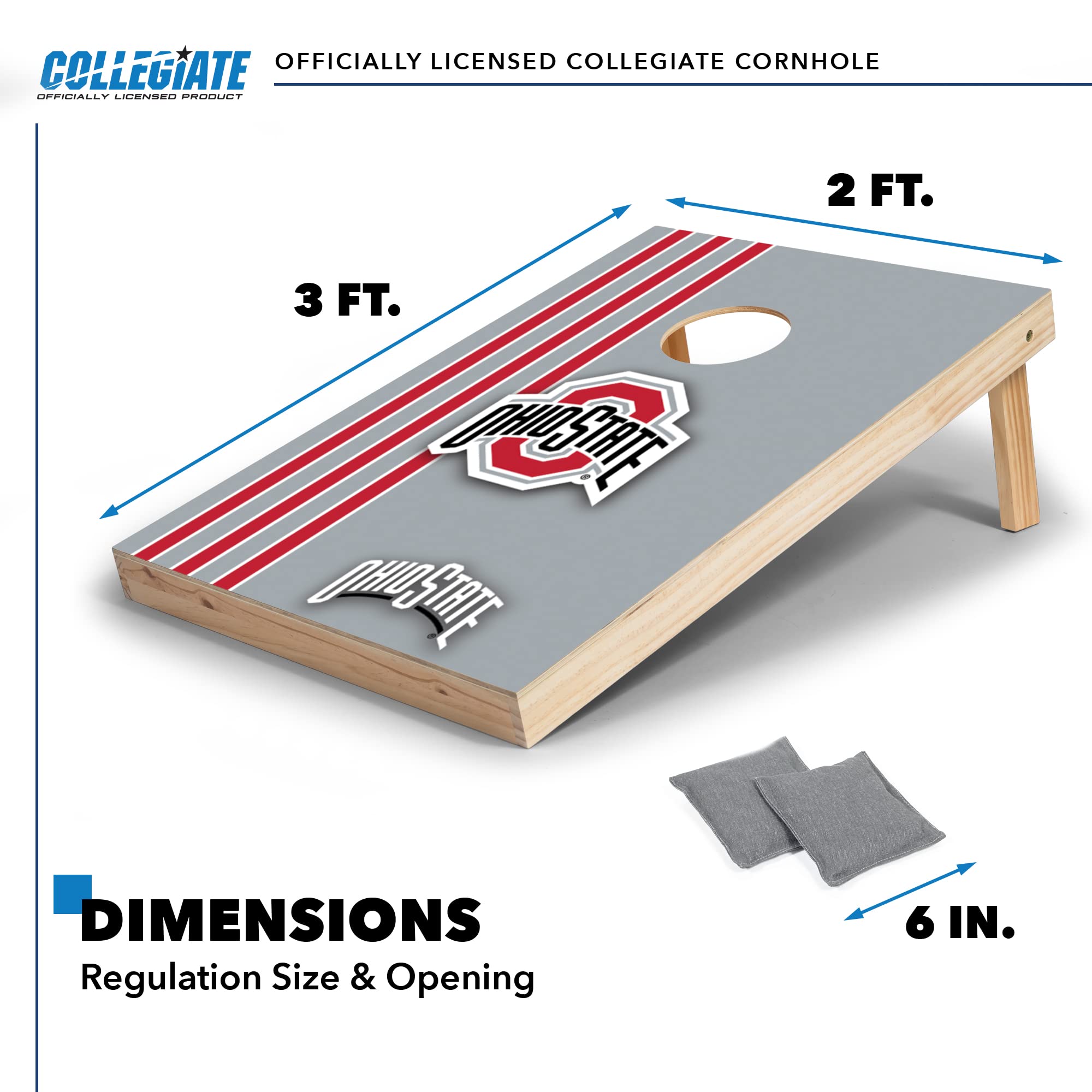 Wild Sports 2' x 3' Solid Wood Cornhole Set with Direct Print HD Team Graphics – Great Gift for Any NCAA Fan! Bean Bag Toss Family Outdoor Games – Ohio State Buckeyes - Sports Collectibles, Sports Memorabilia, Sports Fan Shop, Sports Gifts
