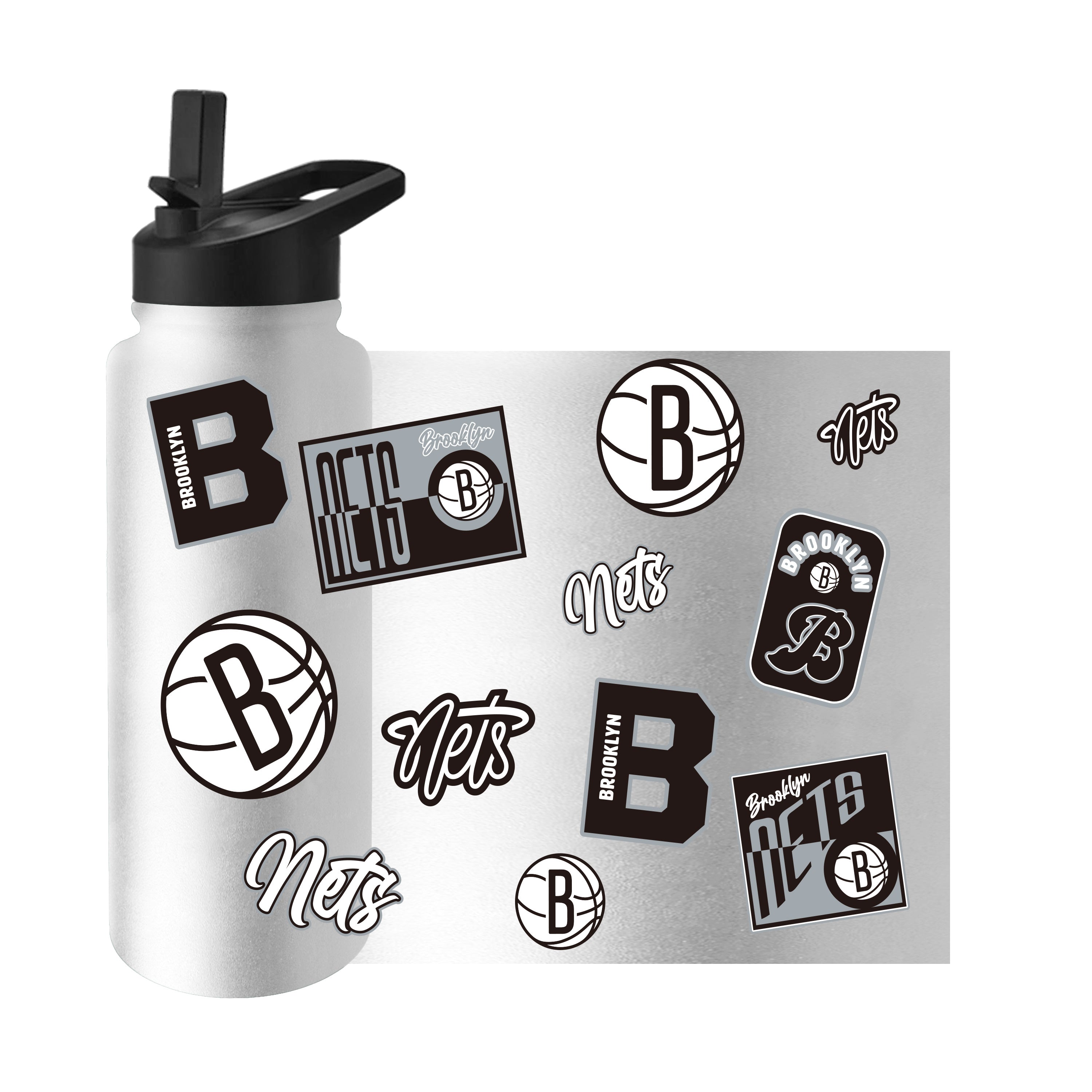 Brooklyn Nets 34oz White Dreamweave Quencher Bottle - Sports Gifts, Sports Memorabilia, Sports Collectibles, Fan Shop