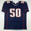 Autographed/Signed Chase Winovich New England Blue Football Jersey Beckett BAS COA