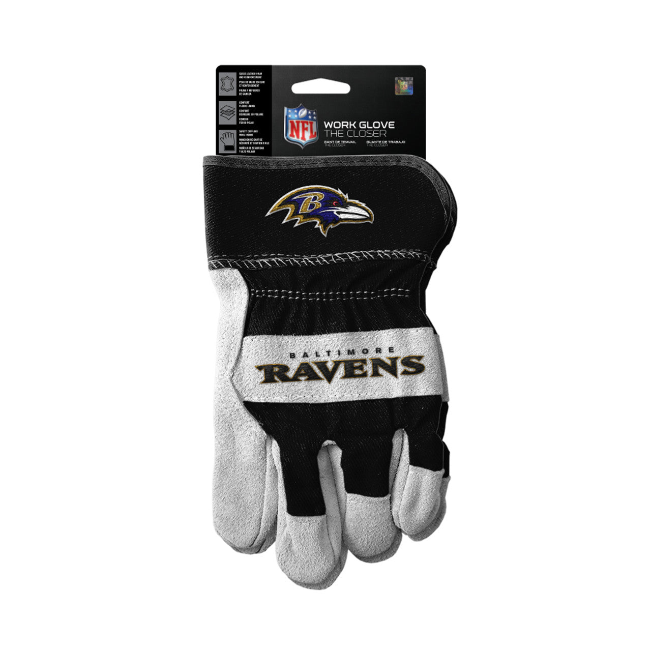 Baltimore Ravens Gloves Work Style The Closer Design - Sports Collectibles, Sports Memorabilia, Sports Fan Shop, Sports Gifts