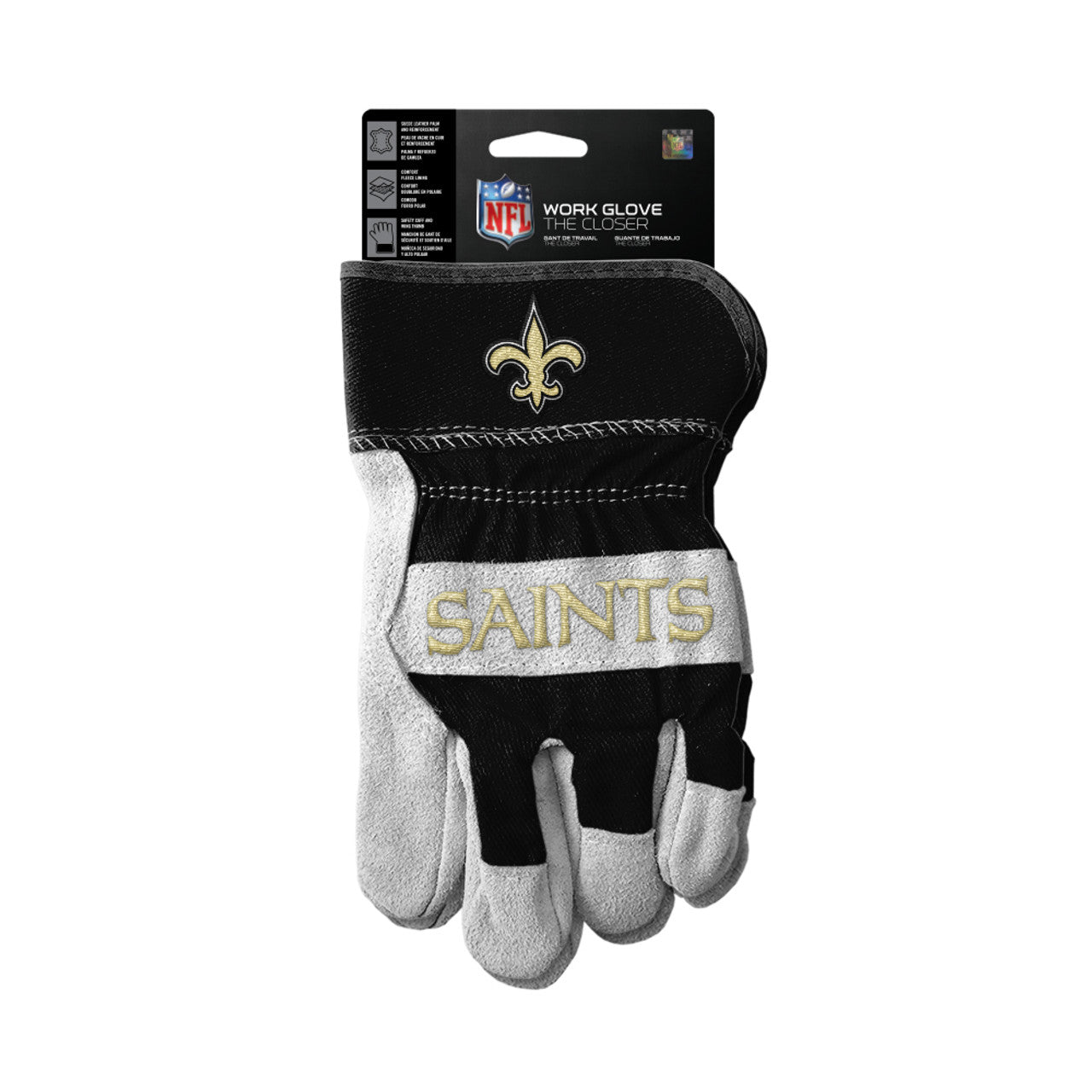 New Orleans Saints Gloves Work Style The Closer Design - Sports Collectibles, Sports Memorabilia, Sports Fan Shop, Sports Gifts