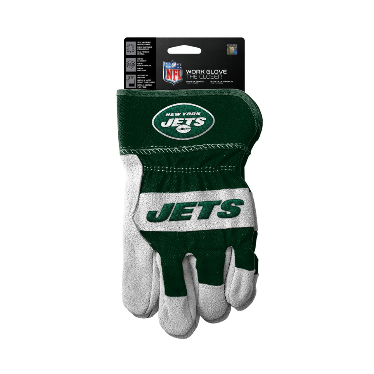 New York Jets Gloves Work Style The Closer Design - Sports Collectibles, Sports Memorabilia, Sports Fan Shop, Sports Gifts