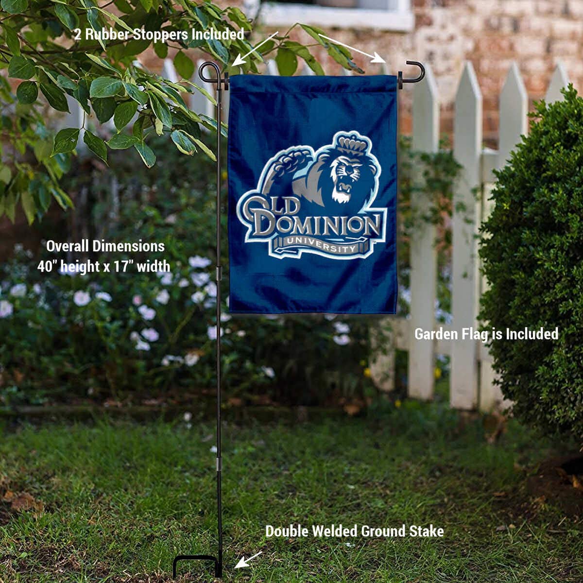 Old Dominion University Garden Flag and USA Flag Stand Pole Holder Set - Sports Collectibles, Sports Memorabilia, Sports Fan Shop, Sports Gifts