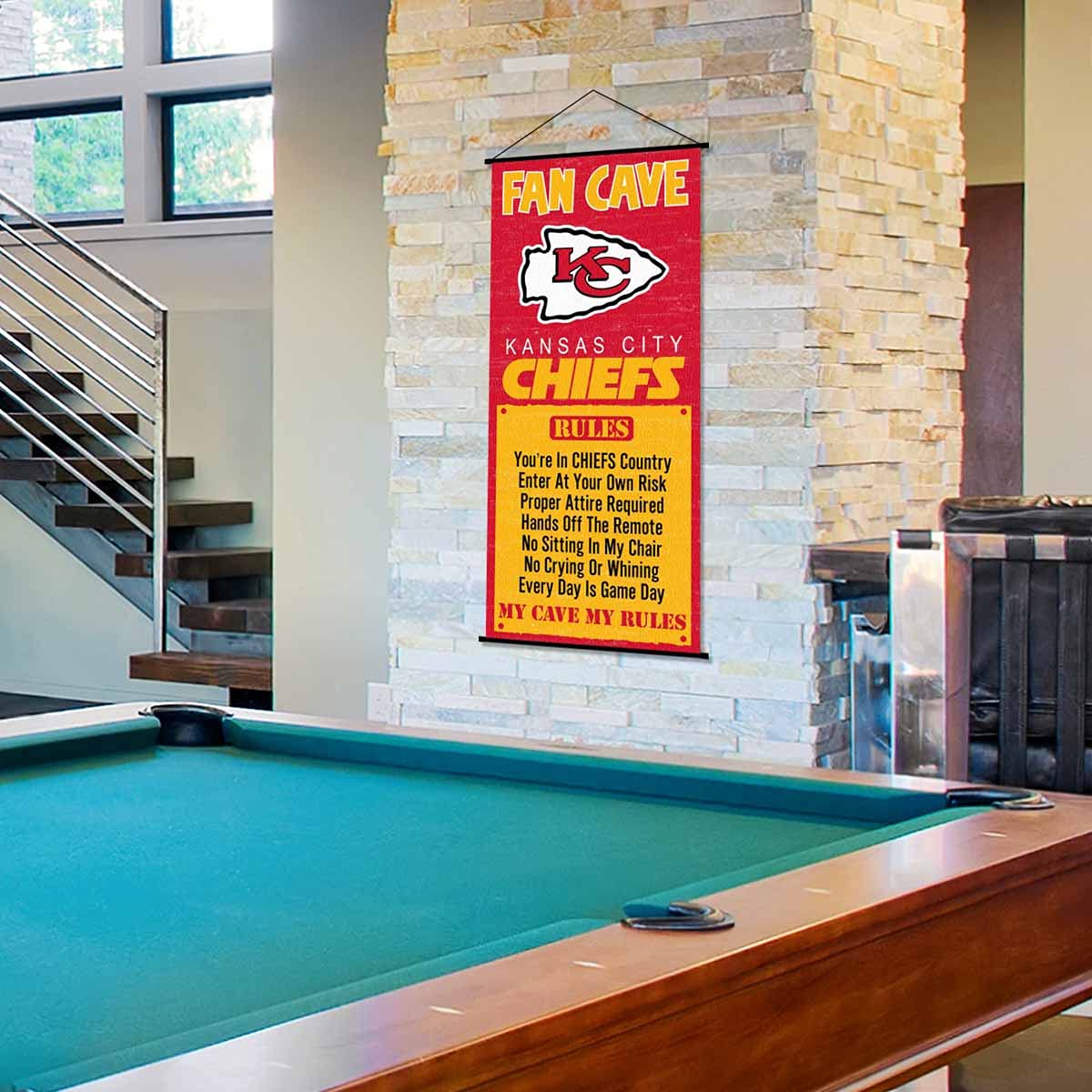 WinCraft Kansas City Chiefs Man Cave Fan Banner Wall Door Scroll - Sports Collectibles, Sports Memorabilia, Sports Fan Shop, Sports Gifts