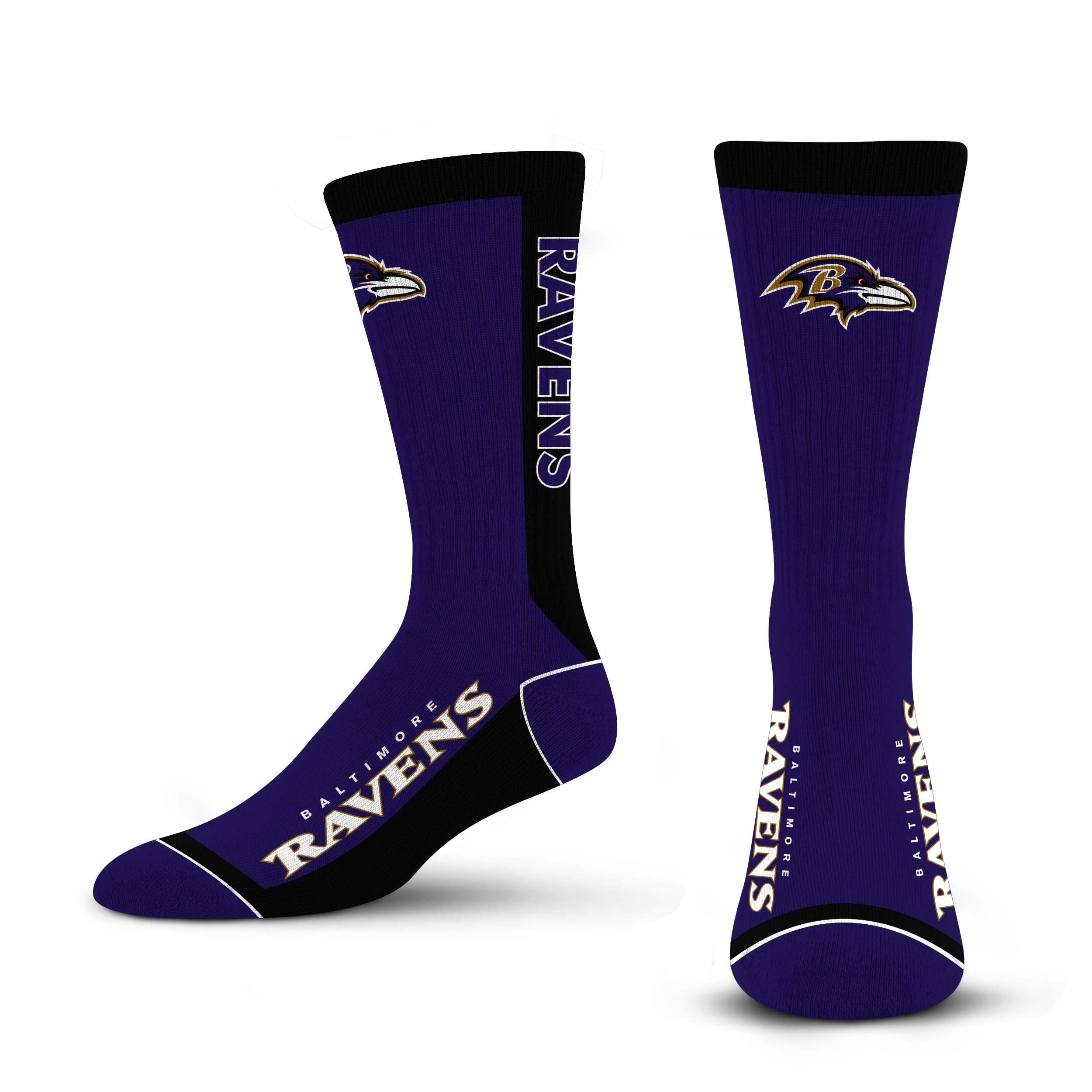 For Bare Feet NFL BALTIMORE RAVENS MVP Crew Sock Team Color Large - Sports Gifts, Sports Memorabilia, Sports Collectibles, Fan Shop