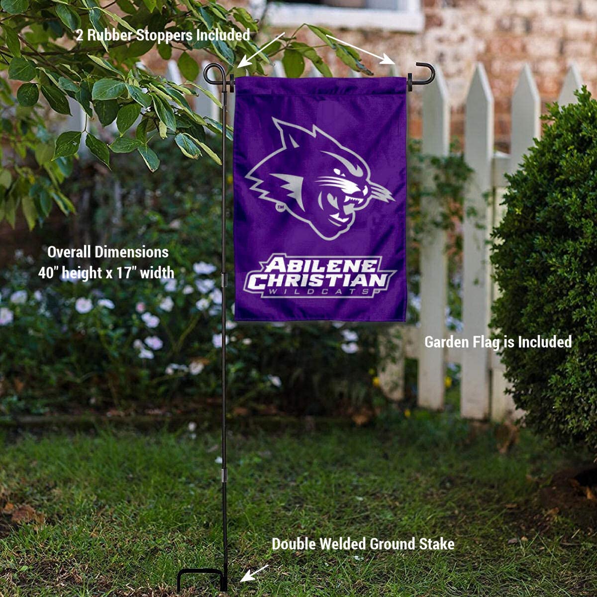College Flags & Banners Co. Abilene Christian University Garden Flag and Flag Stand Pole Holder Set - Sports Collectibles, Sports Memorabilia, Sports Fan Shop, Sports Gifts