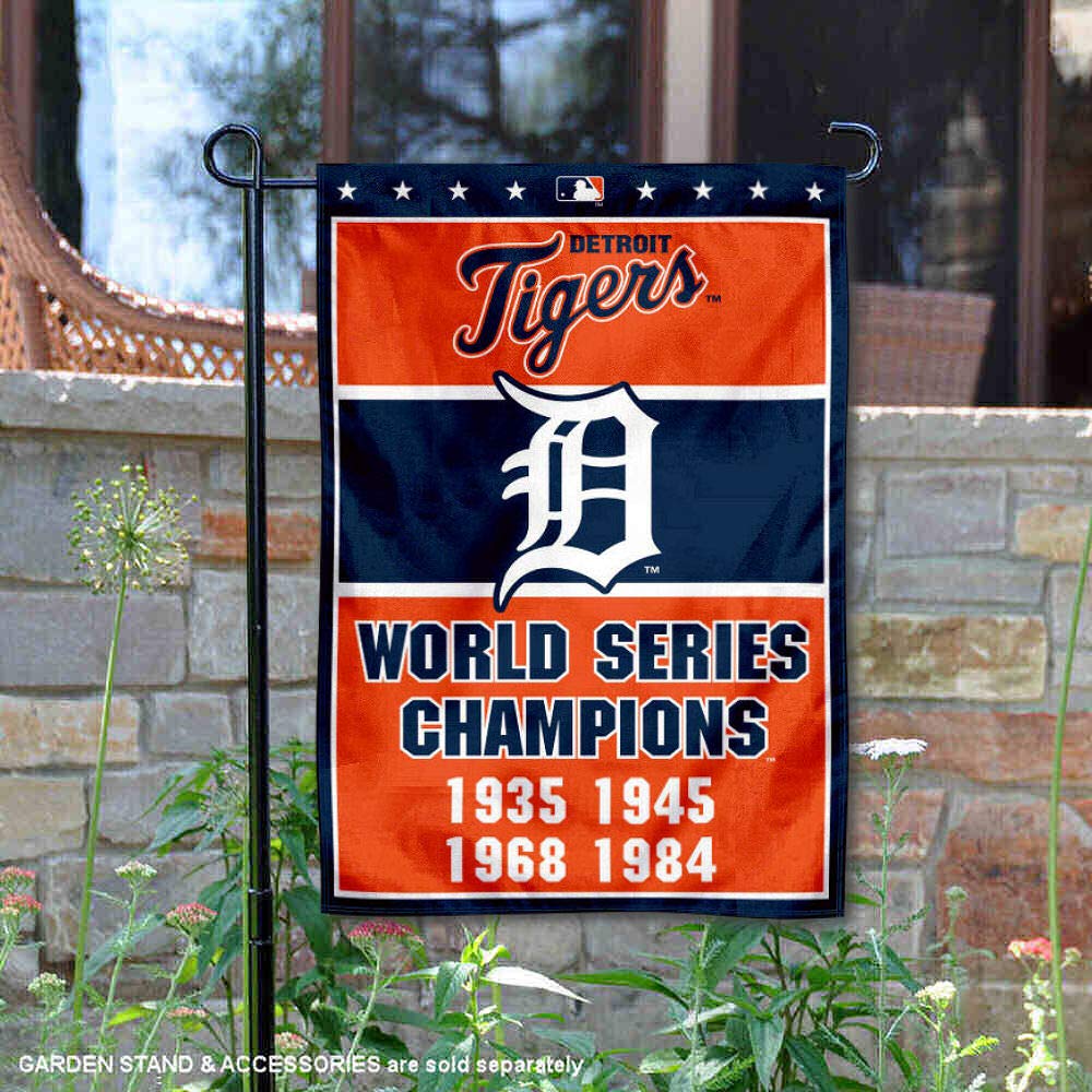 WinCraft Detroit Baseball 4-Time World Champions Double Sided Garden Flag - Sports Collectibles, Sports Memorabilia, Sports Fan Shop, Sports Gifts