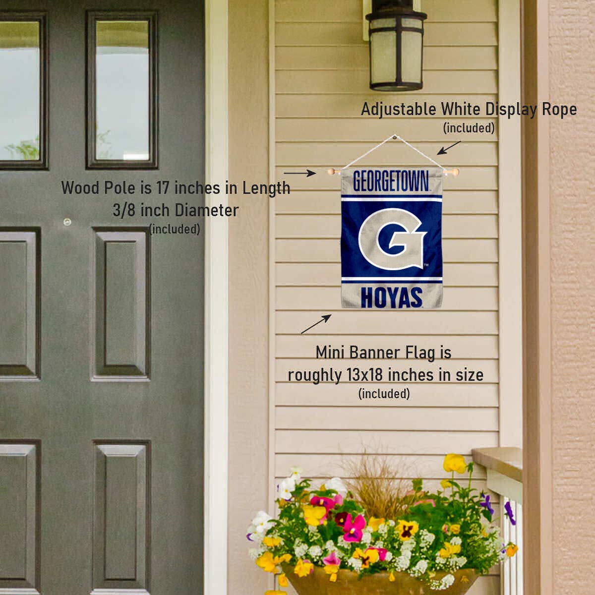 College Flags & Banners Co. Georgetown Hoyas Window Wall Banner Hanging Flag with Suction Cup - Sports Collectibles, Sports Memorabilia, Sports Fan Shop, Sports Gifts