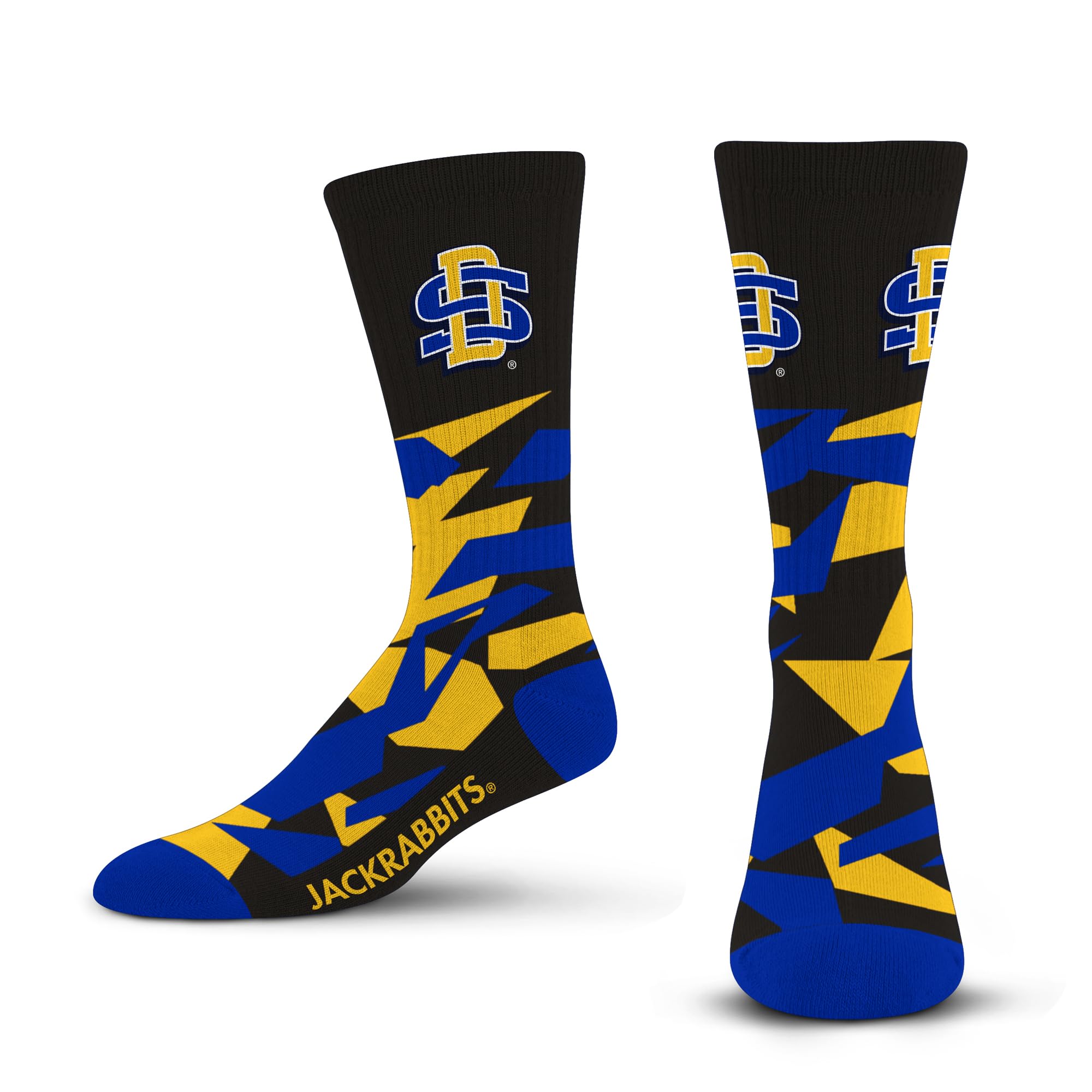 For Bare Feet NCAA SOUTH DAKOTA STATE JACKRABBITS Shattered Camo Crew Sock Team Color Large - Sports Gifts, Sports Memorabilia, Sports Collectibles, Fan Shop
