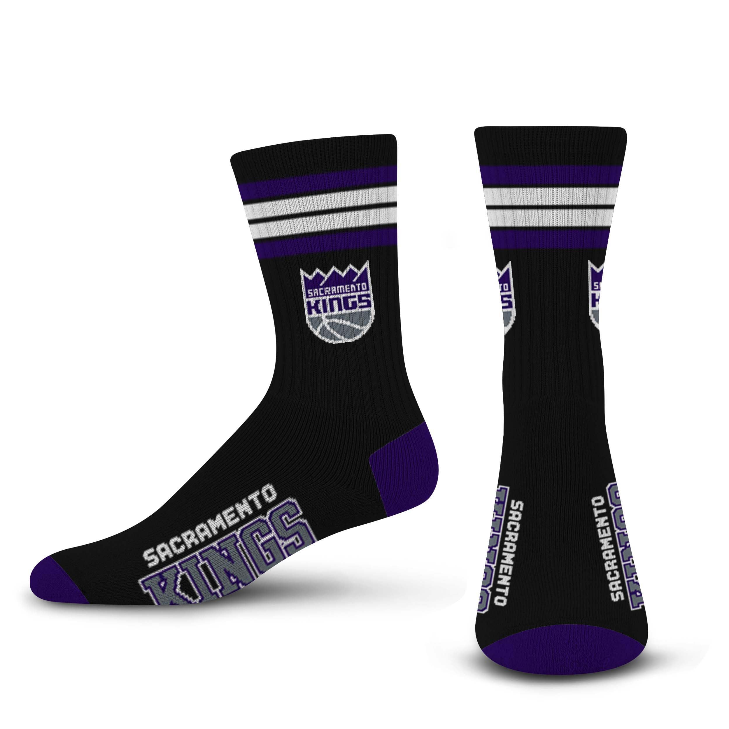For Bare Feet NBA SACRAMENTO KINGS 4 Stripe Deuce Crew Sock Team Color Large - Sports Gifts, Sports Memorabilia, Sports Collectibles, Fan Shop