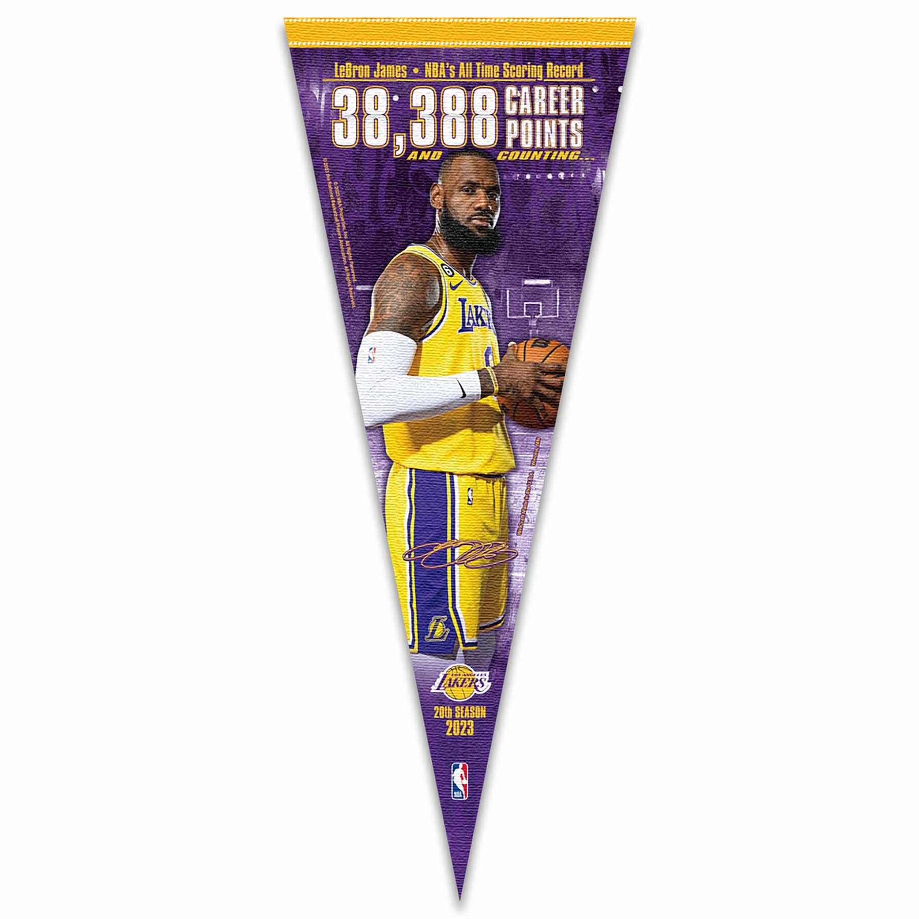 WinCraft Los Angeles Lakers Scoring Record Pennant Flag - Sports Collectibles, Sports Memorabilia, Sports Fan Shop, Sports Gifts