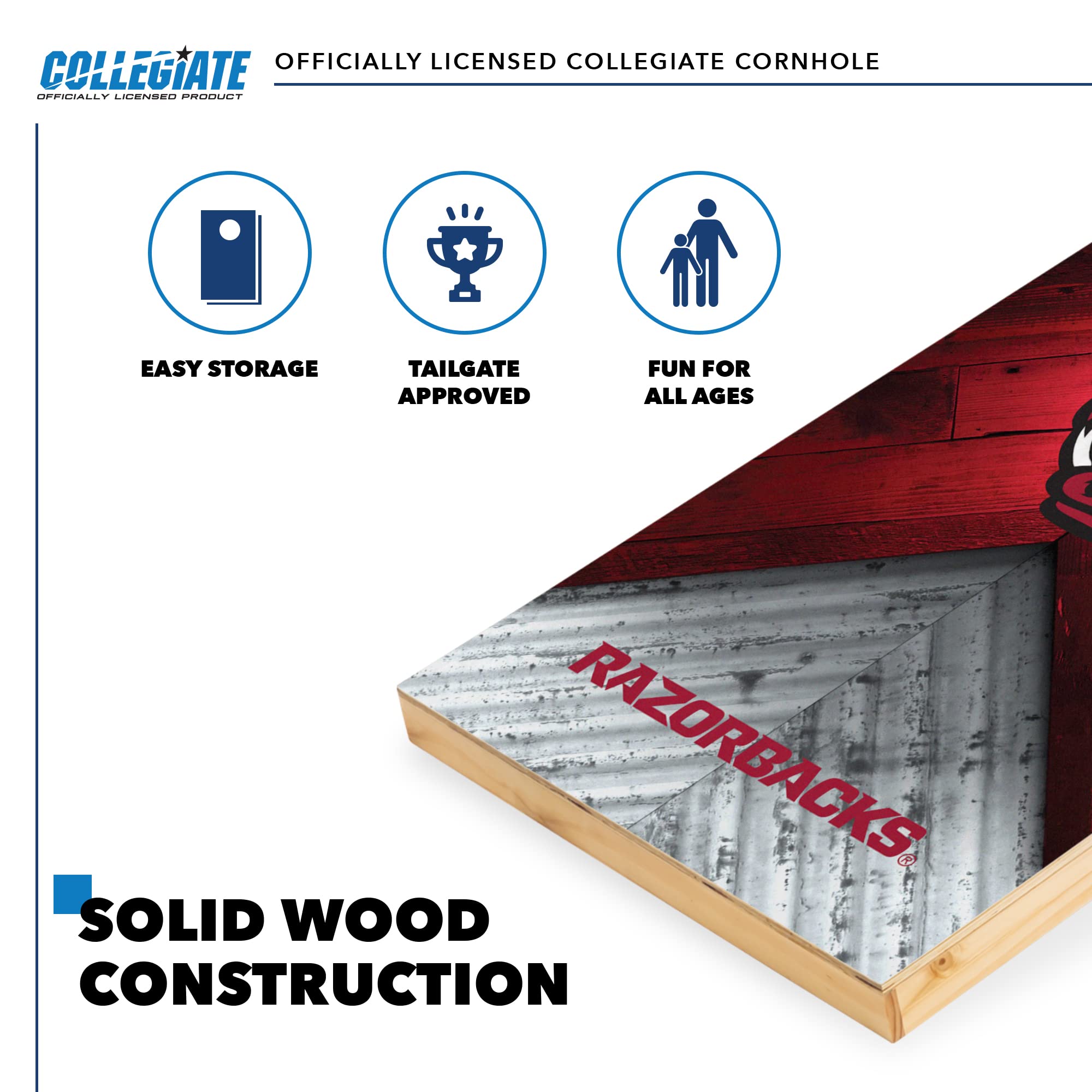 Wild Sports Arkansas Razorbacks 2' x 4' Regulation Size College Set with Direct Print HD Team Graphics Great Gift for Any NCAA Fan! Bean Bag Toss Family Outdoor Game - Sports Collectibles, Sports Memorabilia, Sports Fan Shop, Sports Gifts