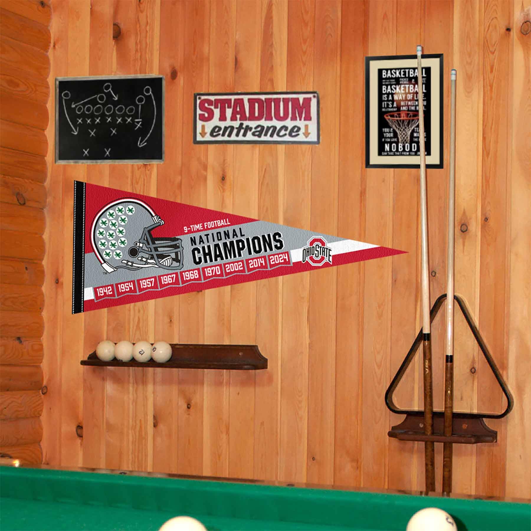 Ohio State University 9 Time National Champions Pennant Banner Flag - Sports Collectibles, Sports Memorabilia, Sports Fan Shop, Sports Gifts