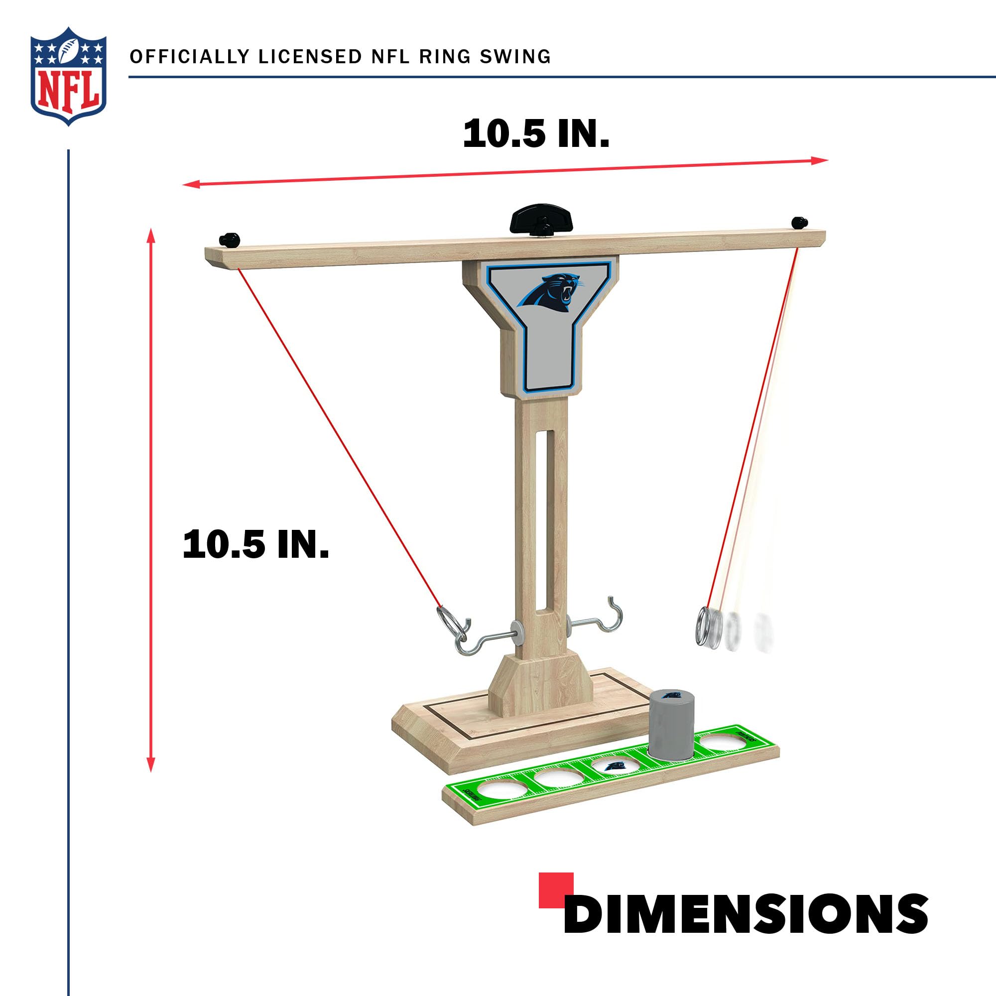 Wild Sports NFL Carolina Panthers Wooden Ring Swing Battle - Head-to-Head Ring Toss Hook & Ring Game for NFL Fans - Sports Collectibles, Sports Memorabilia, Sports Fan Shop, Sports Gifts