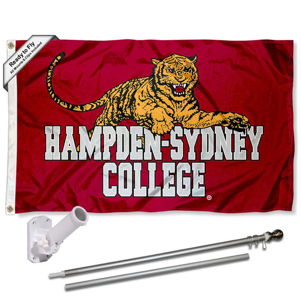 College Flags & Banners Co. Hampden Sydney Tigers Flag and Pole Bracket Mount Bundle - Sports Collectibles, Sports Memorabilia, Sports Fan Shop, Sports Gifts