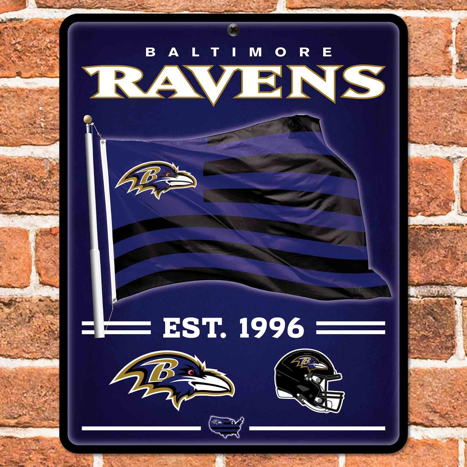 WinCraft Baltimore Ravens Americana Banner Flag Sign - Sports Collectibles, Sports Memorabilia, Sports Fan Shop, Sports Gifts