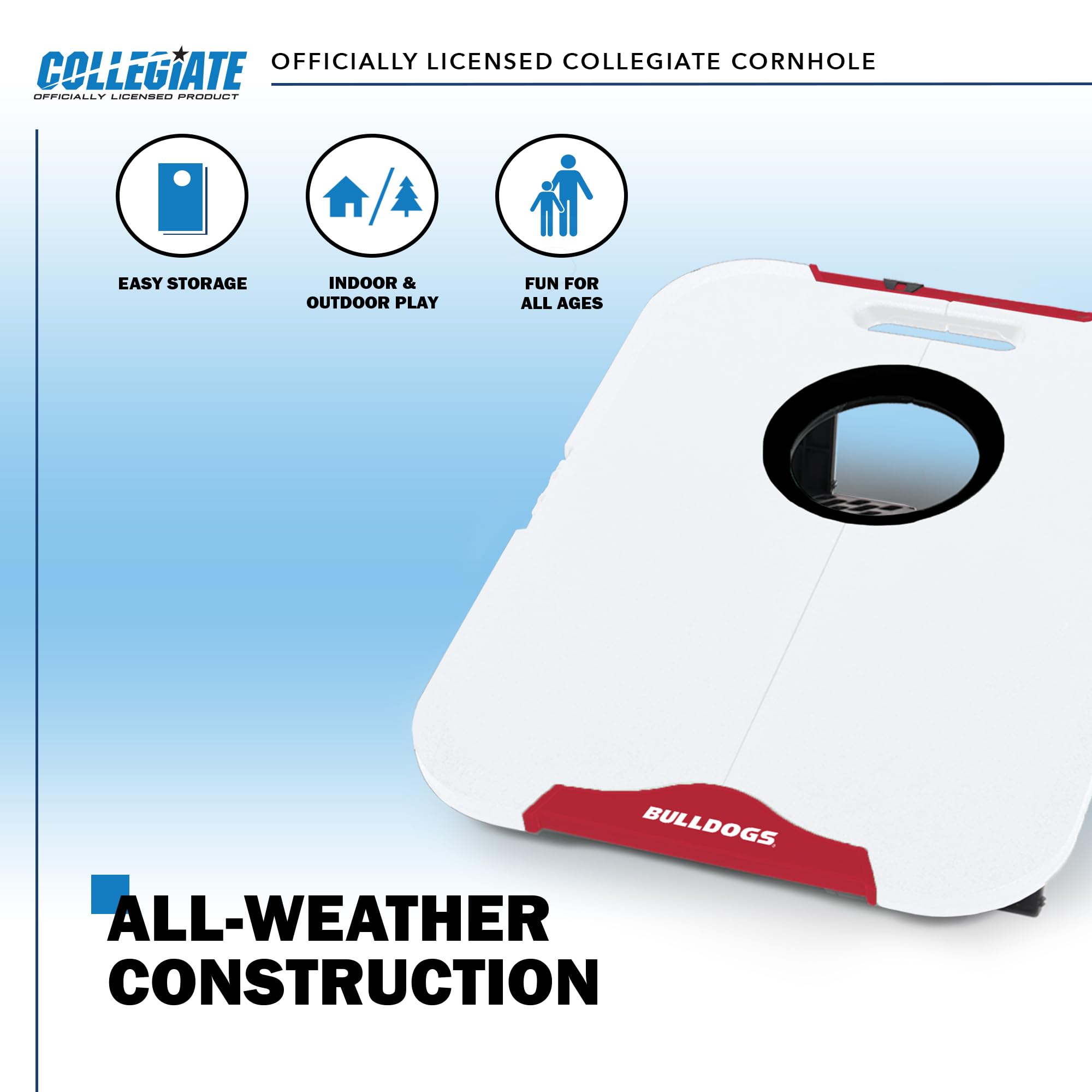 Wild Sports NCAA Georgia Bulldogs Pro Football All-Weather Cornhole Set - Travel Bean Bag Toss Set Includes 8 Bean Bags - Sports Collectibles, Sports Memorabilia, Sports Fan Shop, Sports Gifts