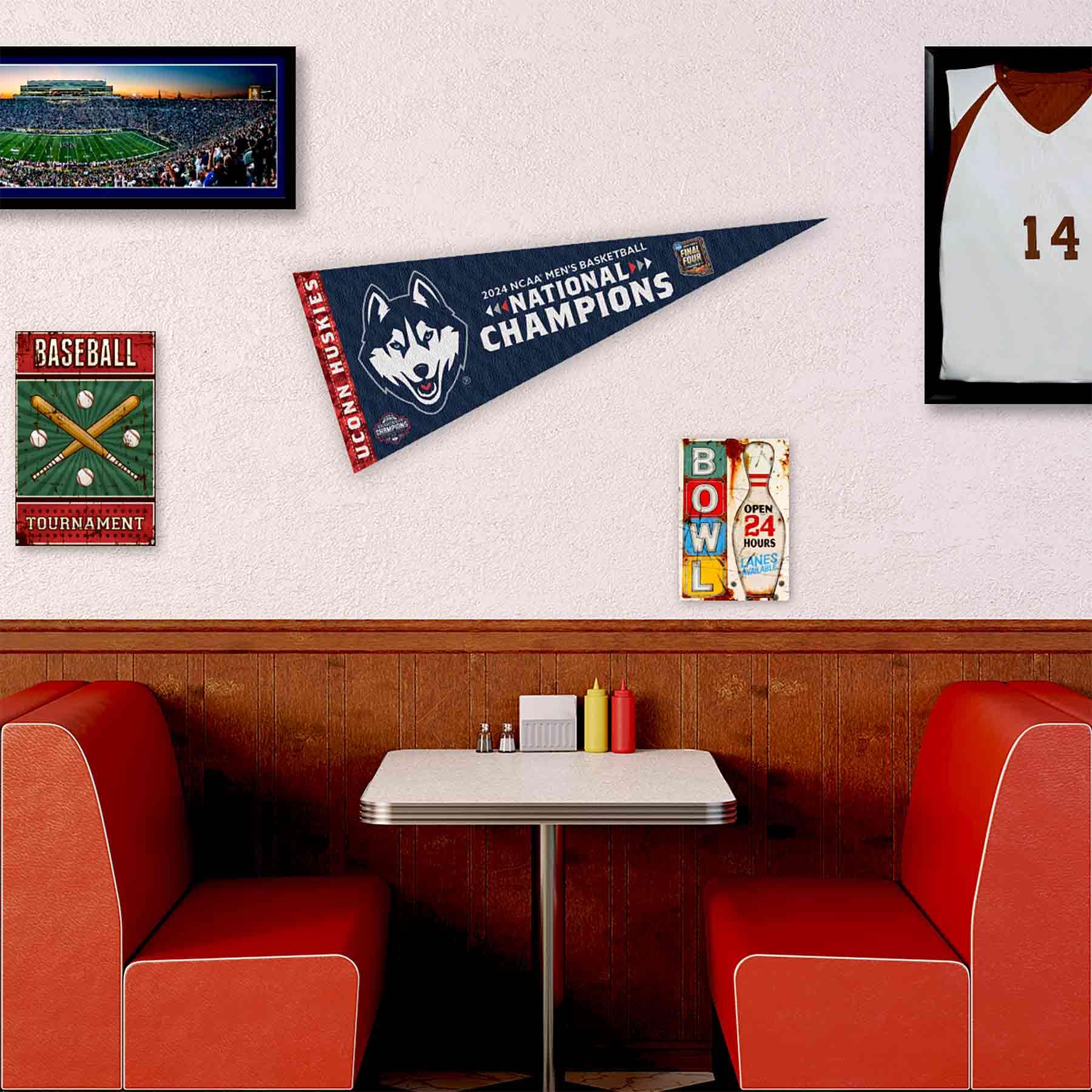 WinCraft Connecticut Huskies Pennant 2024 Basketball National Champions Banner - Sports Collectibles, Sports Memorabilia, Sports Fan Shop, Sports Gifts