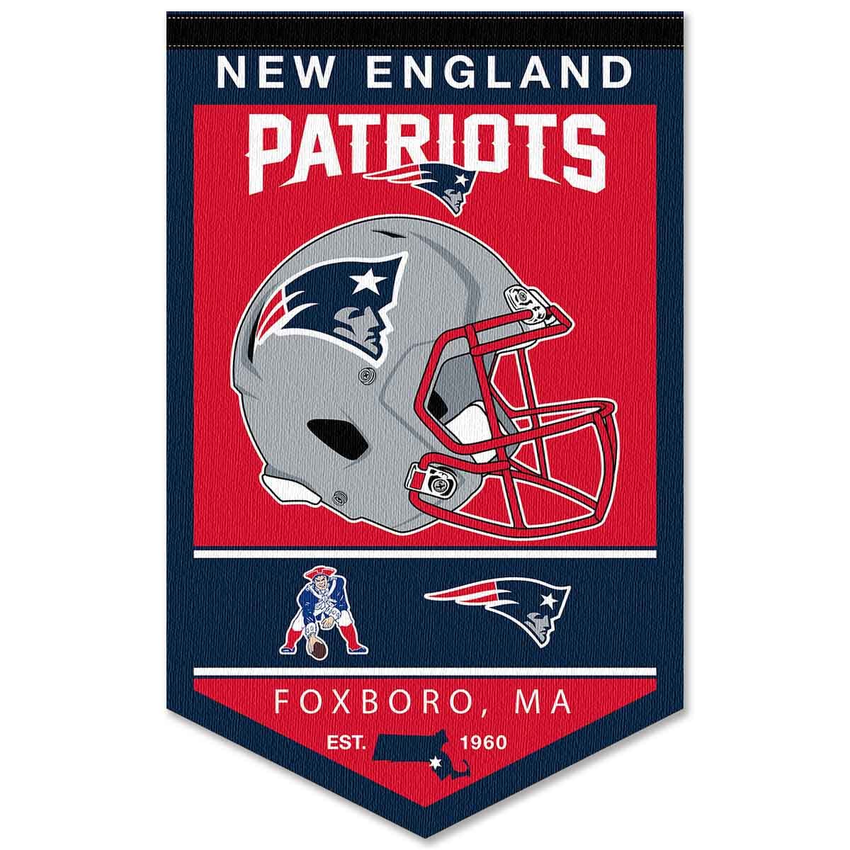 WinCraft New England Patriots Heritage History Banner Pennant - Sports Collectibles, Sports Memorabilia, Sports Fan Shop, Sports Gifts