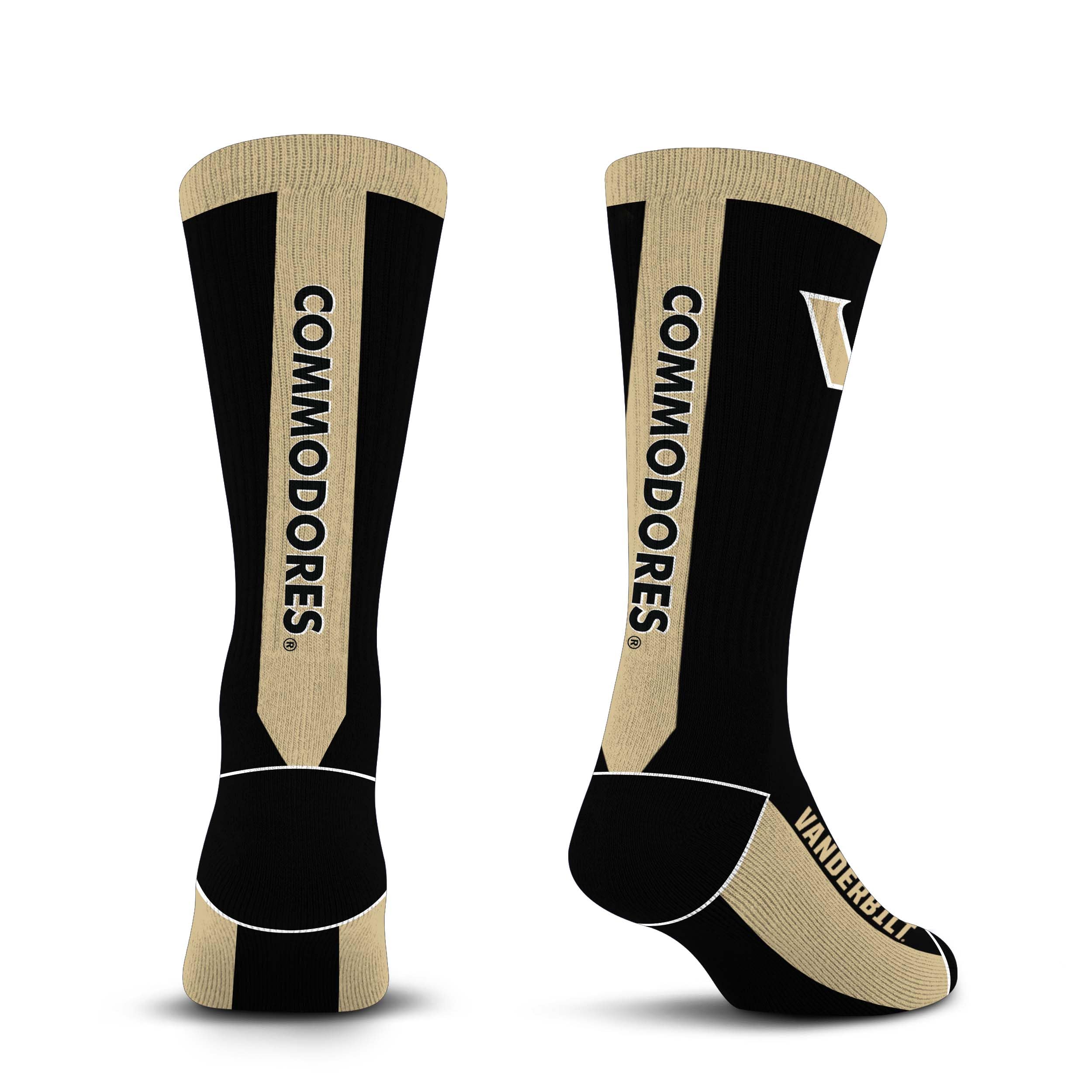 For Bare Feet NCAA VANDERBILT COMMODORES MVP Crew Sock Team Color Large - Sports Gifts, Sports Memorabilia, Sports Collectibles, Fan Shop