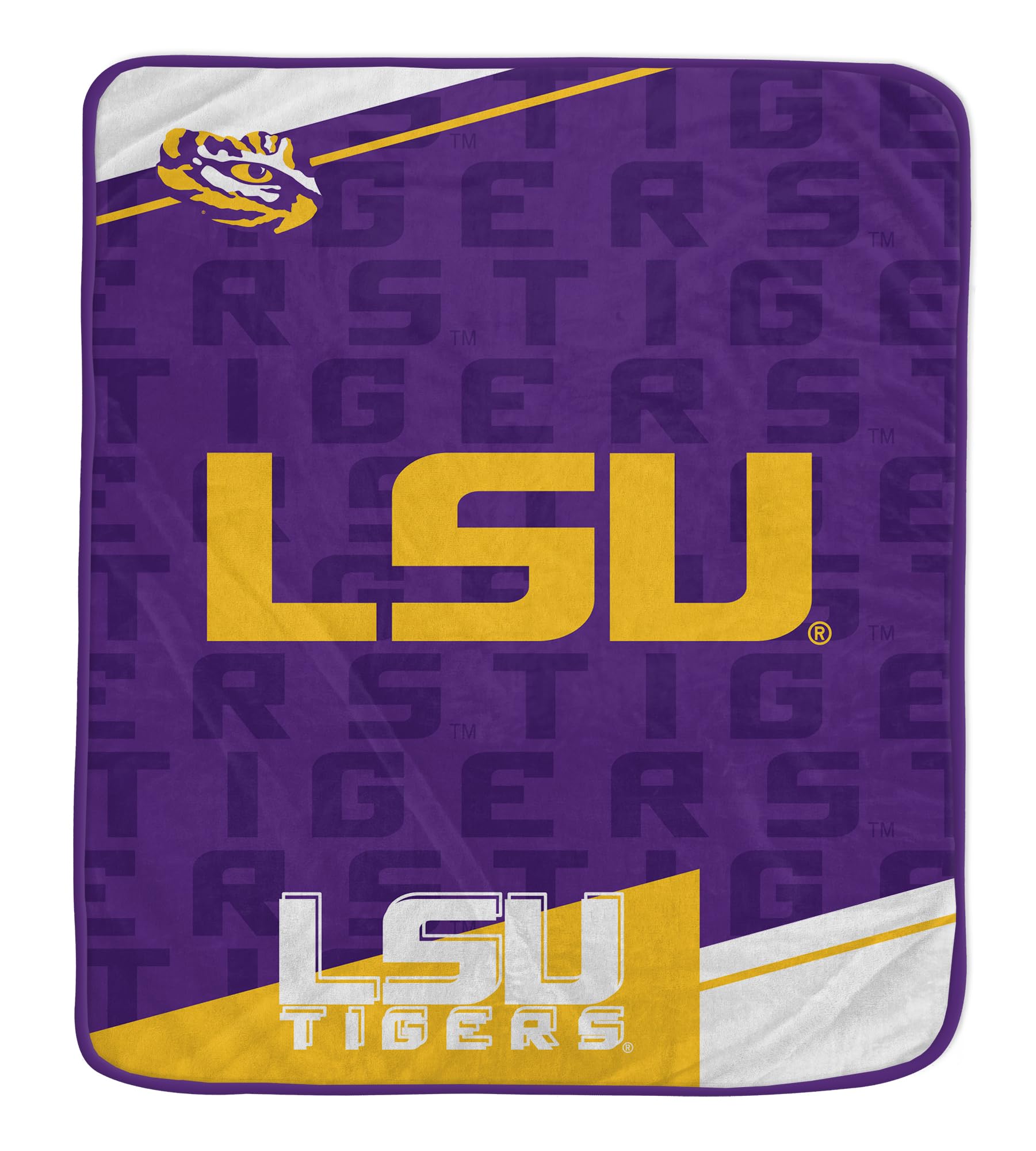 Pegasus Sports NCAA LSU Tigers Diagonal Ghost Ultra Soft Blanket - Sports Gifts, Sports Memorabilia, Sports Collectibles, Fan Shop