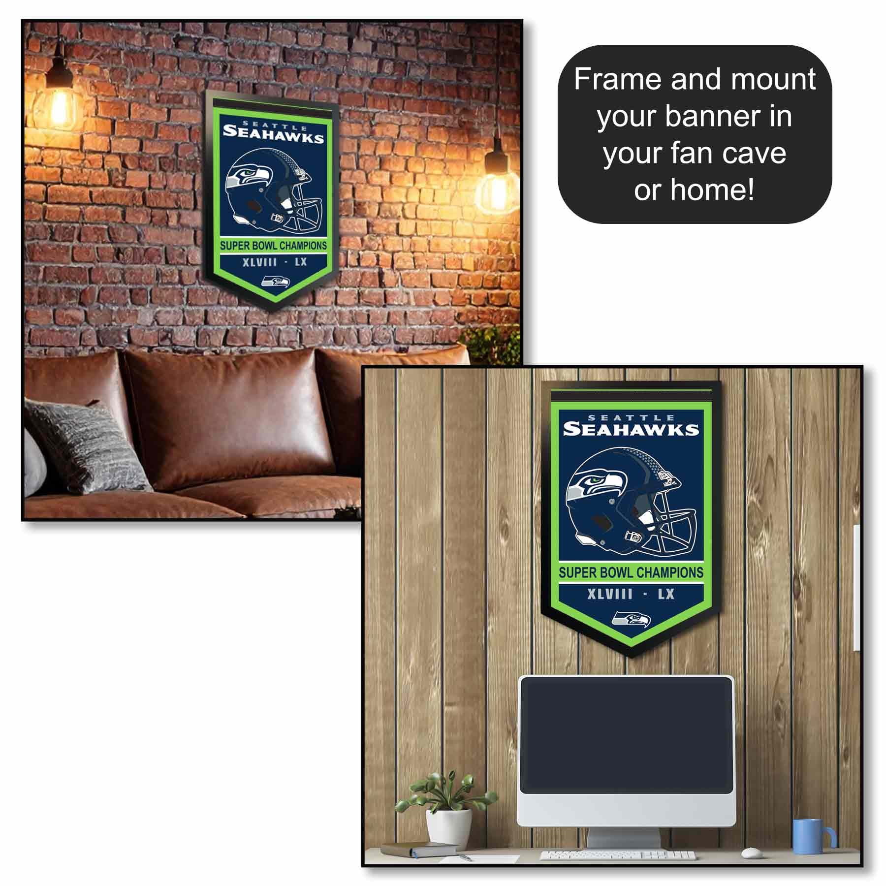 Seattle Seahawks 2 Time Super Bowl Champions Banner Pennant - Sports Gifts, Sports Memorabilia, Sports Collectibles, Fan Shop