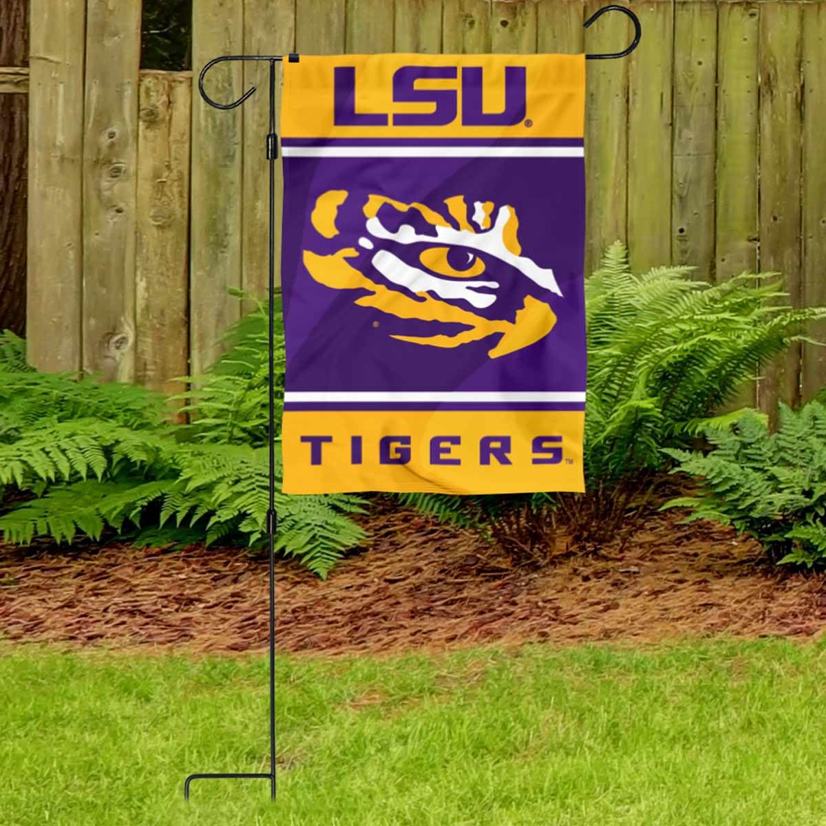 Louisiana State LSU Tigers Garden Banner Flag with Flag Pole Stand Set - Sports Collectibles, Sports Memorabilia, Sports Fan Shop, Sports Gifts