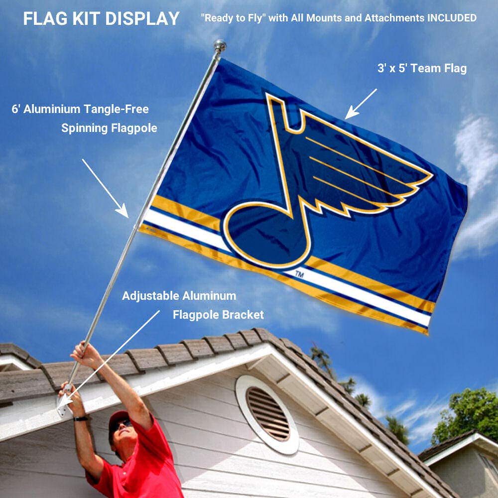 WinCraft St. Louis Hockey Flag Pole and Bracket Set - Sports Collectibles, Sports Memorabilia, Sports Fan Shop, Sports Gifts