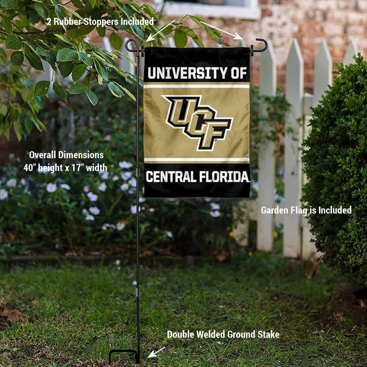 College Flags & Banners Co. Central Florida Knights Garden Flag and USA Stand Pole Holder Set - Sports Collectibles, Sports Memorabilia, Sports Fan Shop, Sports Gifts