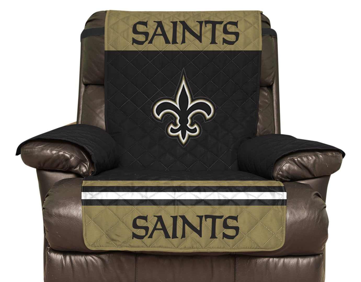 Pegasus Sports NFL New Orleans Saints Furniture Protector with Elastic Straps, Recliner, Black - Sports Gifts, Sports Memorabilia, Sports Collectibles, Fan Shop