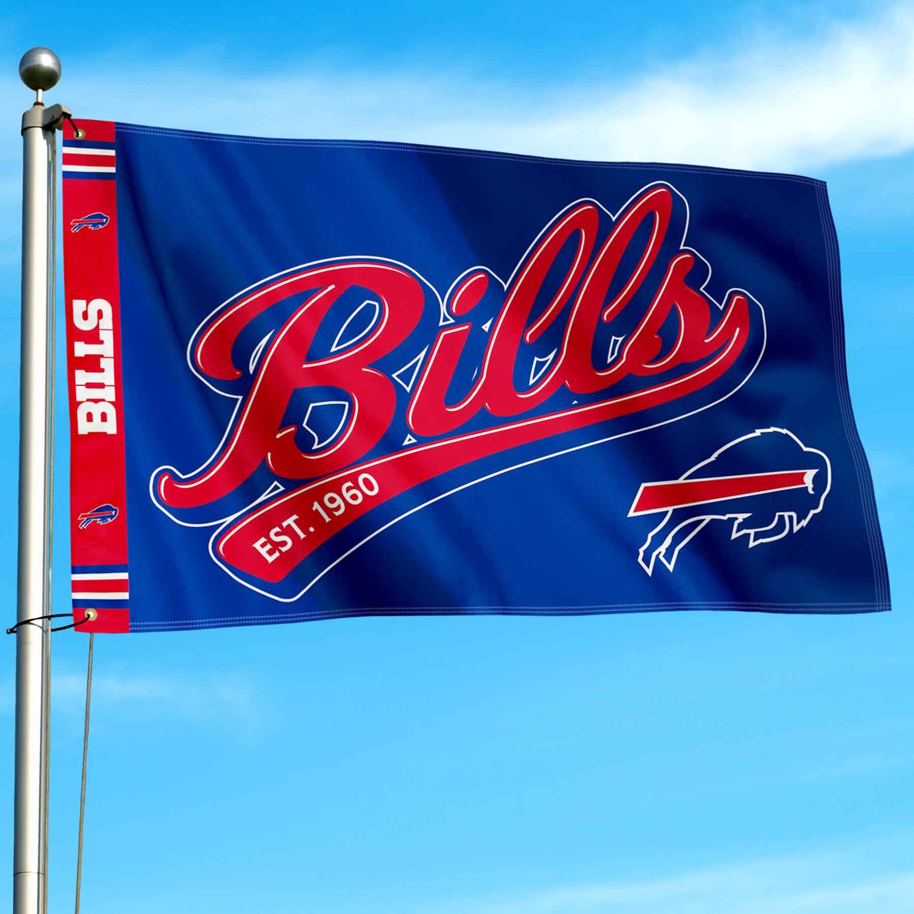 WinCraft Buffalo Bills Script Logo Premium Flag - Sports Collectibles, Sports Memorabilia, Sports Fan Shop, Sports Gifts