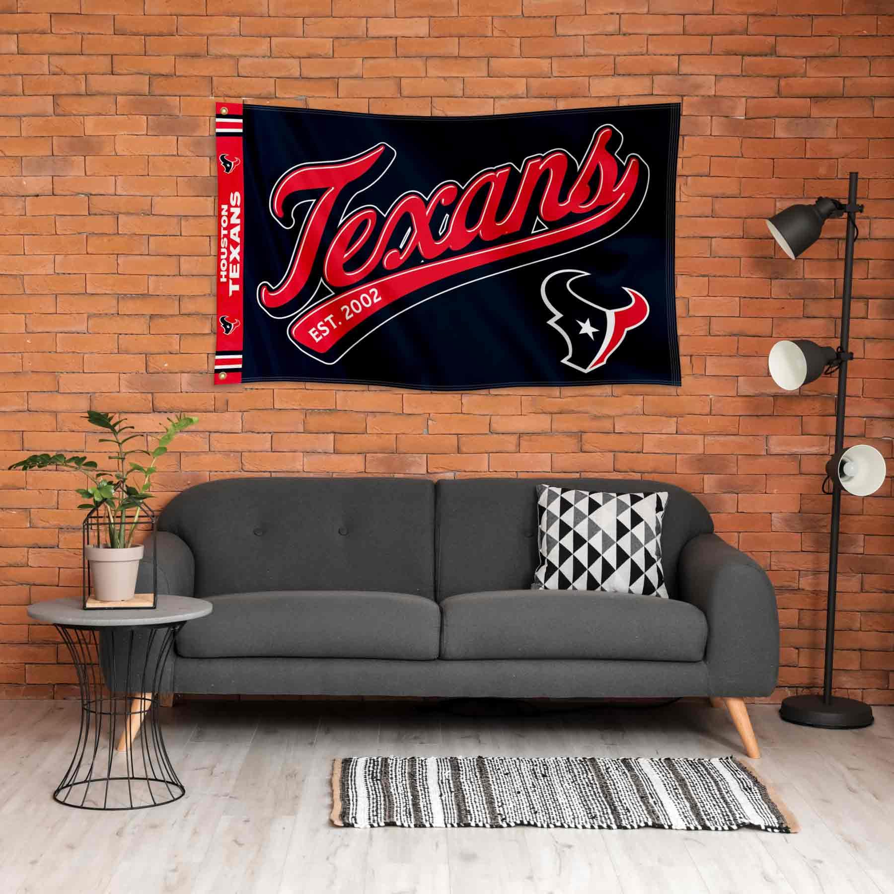 WinCraft Houston Texans Script Logo Premium Flag - Sports Collectibles, Sports Memorabilia, Sports Fan Shop, Sports Gifts
