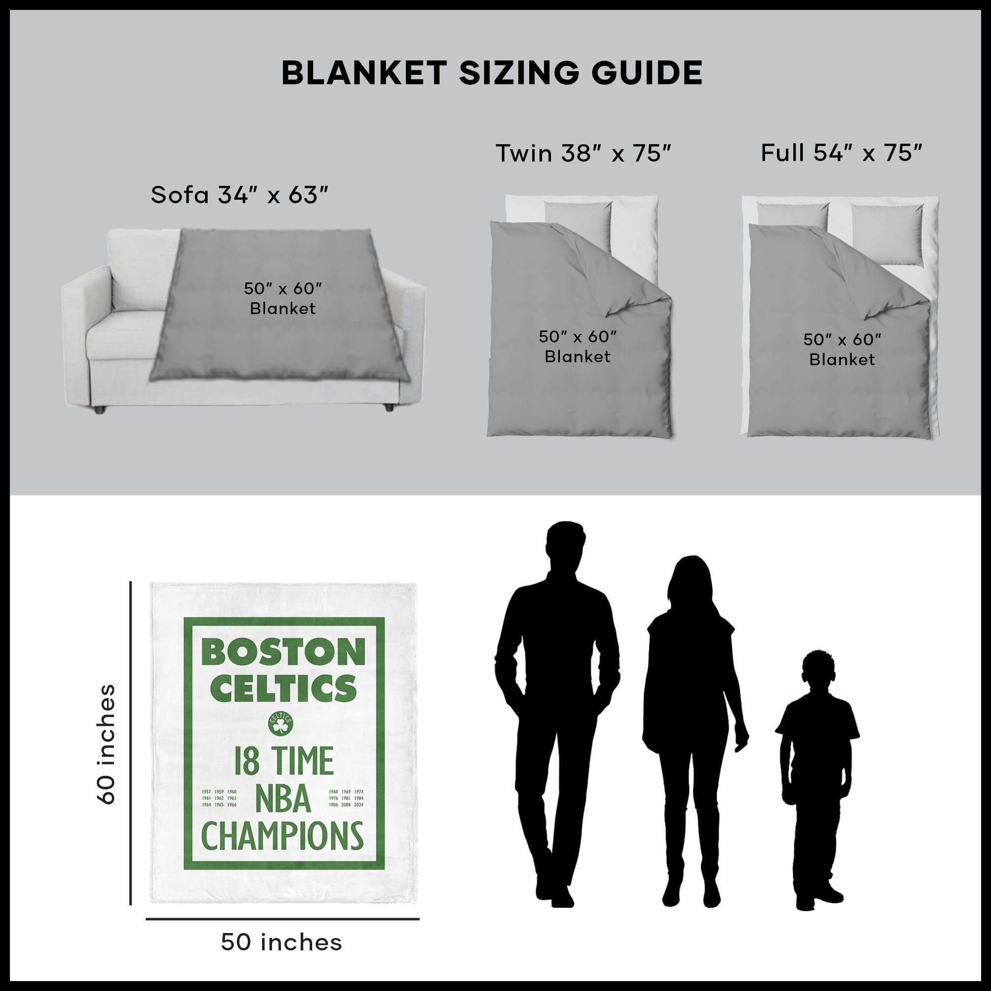 Northwest NBA Boston Celtics NBA Champions 2024 Silk Touch Throw Blanket, 50" x 60", Lucky - Sports Collectibles, Sports Memorabilia, Sports Fan Shop, Sports Gifts