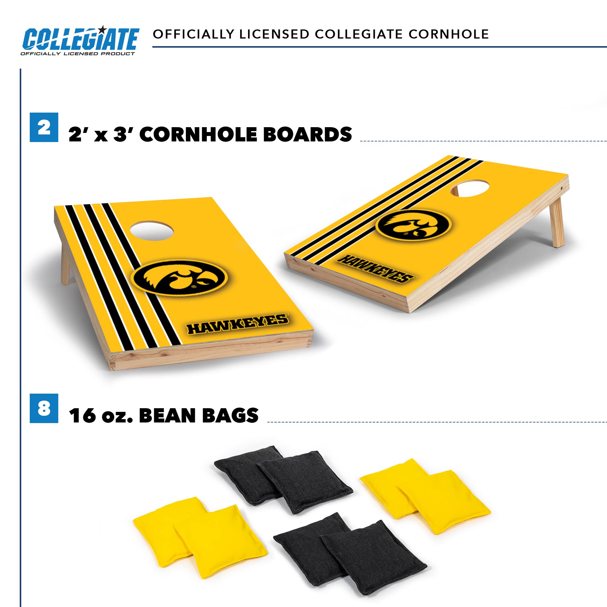 Wild Sports 2' x 3' Set with Direct Print HD Team Graphics – Great Gift for Any NCAA Fan! Bean Bag Toss Family Outdoor Games – Hawkeyes - Sports Collectibles, Sports Memorabilia, Sports Fan Shop, Sports Gifts