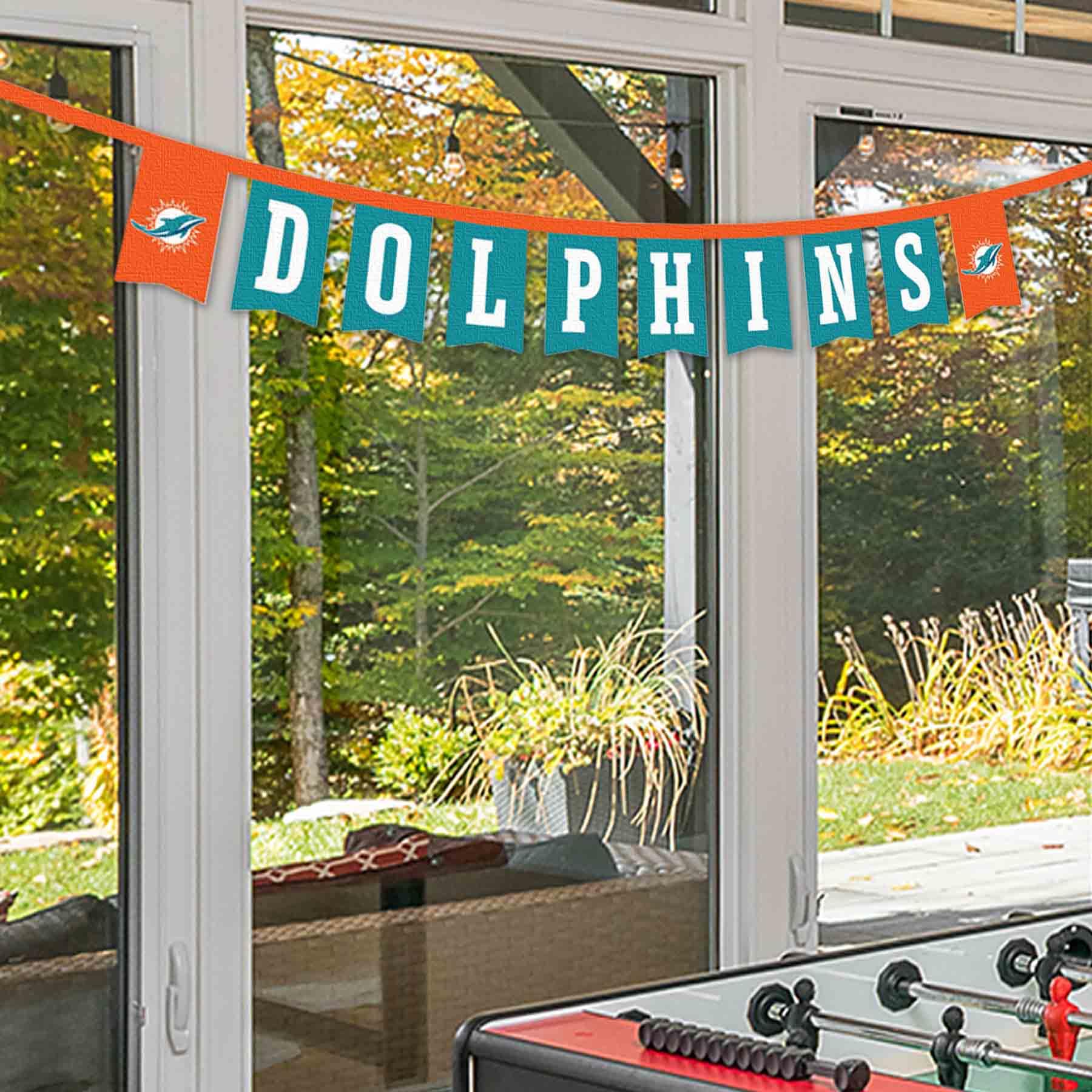 WinCraft Miami Dolphins Banner String Pennant Flags - Sports Collectibles, Sports Memorabilia, Sports Fan Shop, Sports Gifts