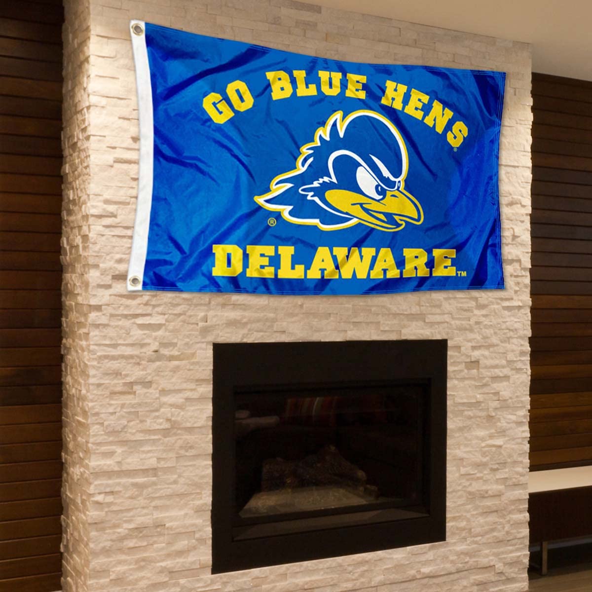 College Flags & Banners Co. Delaware Blue Hens Small 2'x3' Flag and USA 3x5 Foot Flag Set - Sports Collectibles, Sports Memorabilia, Sports Fan Shop, Sports Gifts