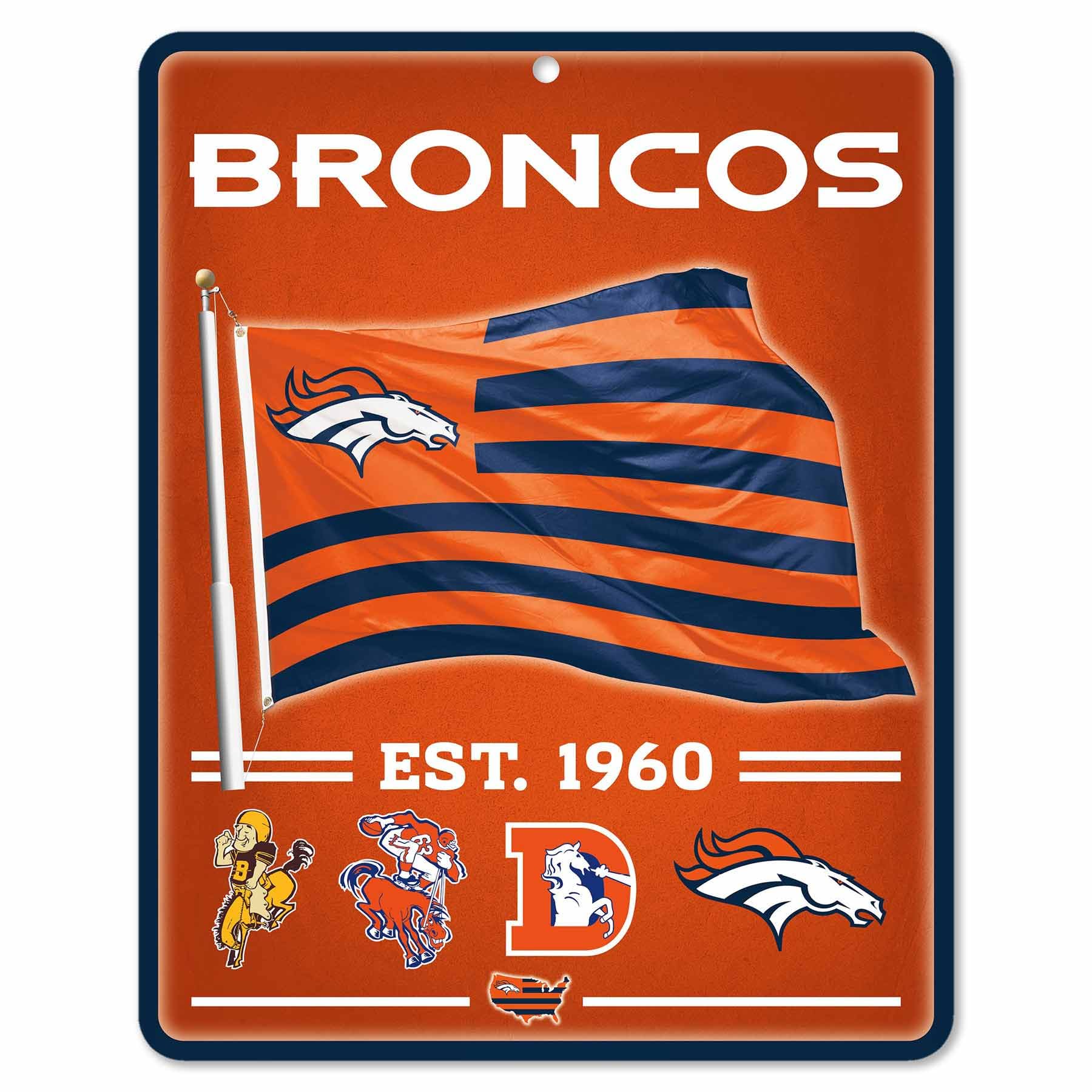 WinCraft Denver Broncos Americana Banner Flag Sign - Sports Collectibles, Sports Memorabilia, Sports Fan Shop, Sports Gifts