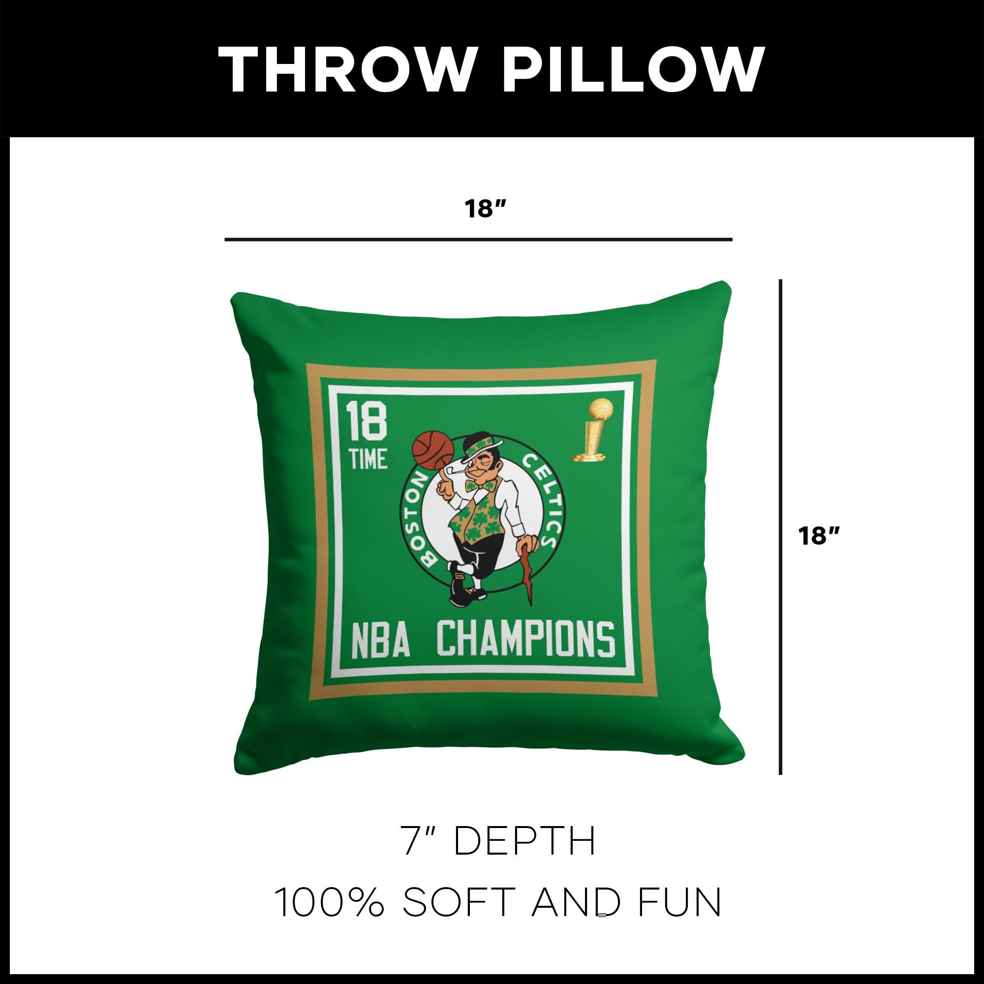 Northwest NBA Boston Celtics NBA Champions 2024 Pillow, 18" x 18", Historic - Sports Collectibles, Sports Memorabilia, Sports Fan Shop, Sports Gifts
